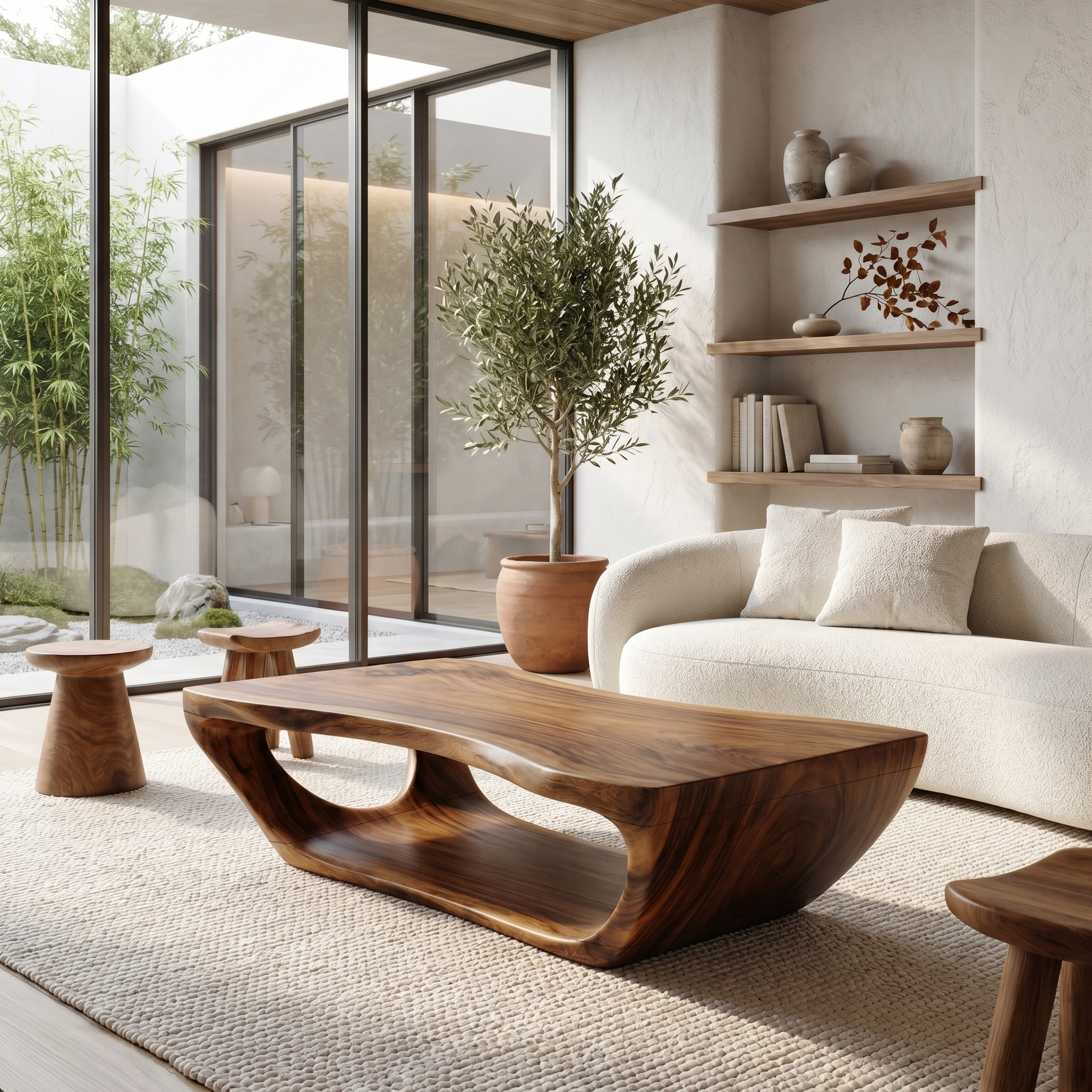 Wabi Sabi Coffee Table With Handcrafted Organic Wood Form For Living Room SINLHACF391