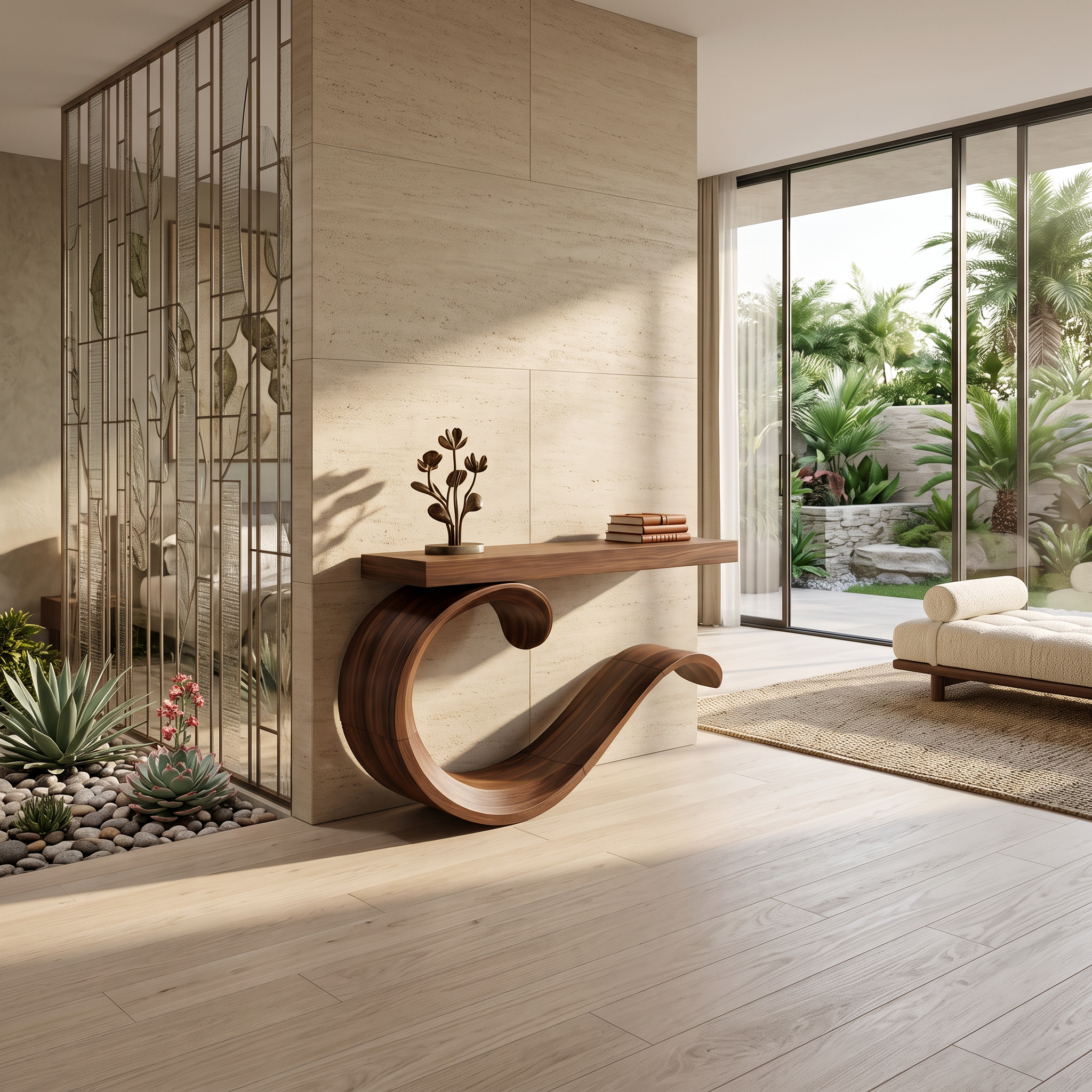 Handcrafted Sculptural Live Edge Console Table For Luxury Living Room SILDTTNCS087