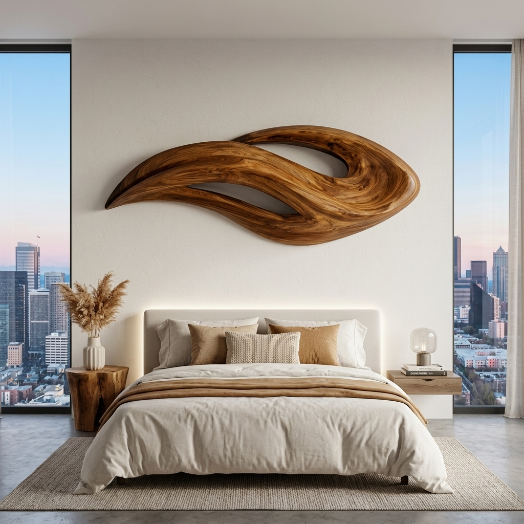 Contemporary Wood Wall Art With Unique Carved For Living Room RTTHHNWA178