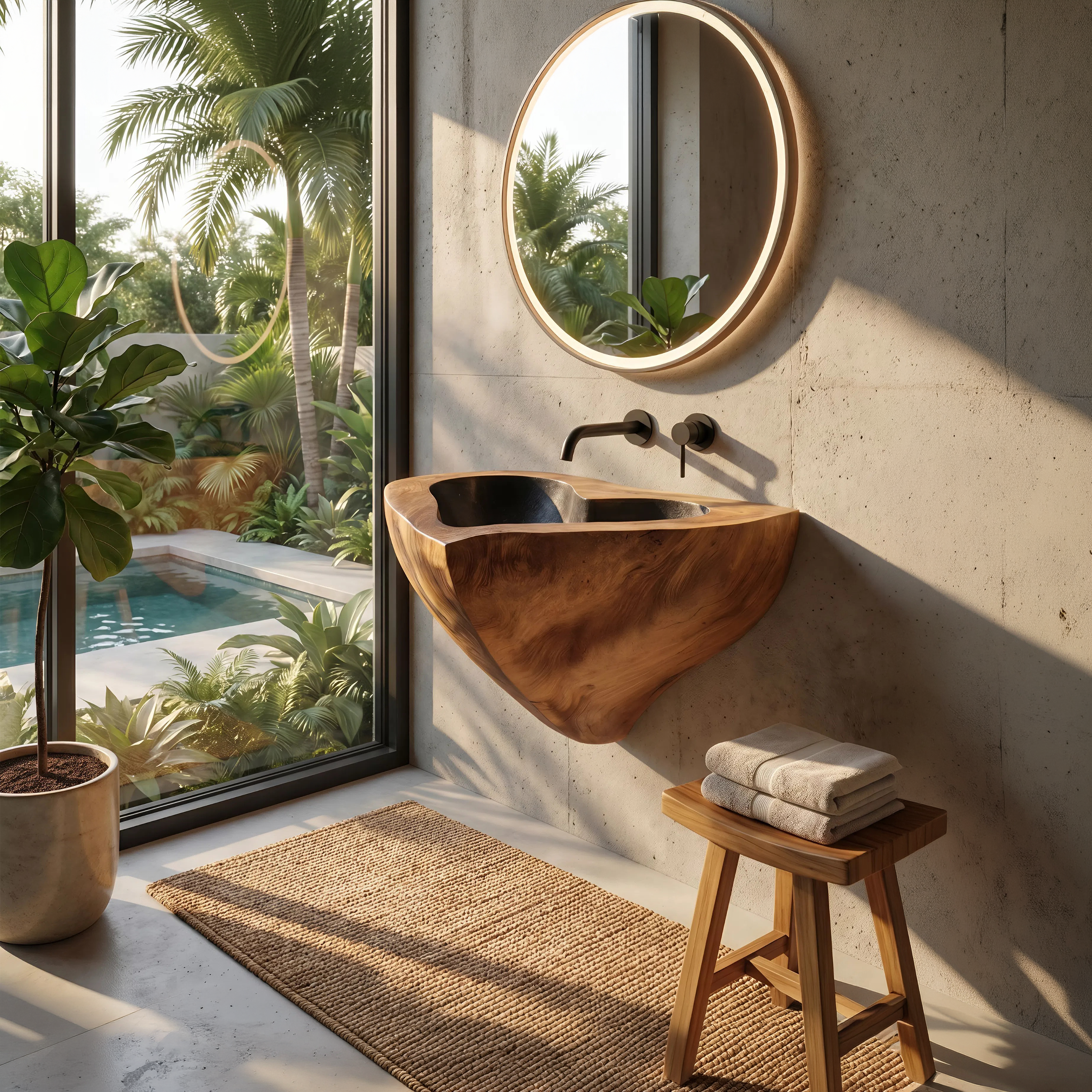 Mid Century Solid Wood Vanity Sink For Modern Bathroom Furniture Decor SILDTTNVS053