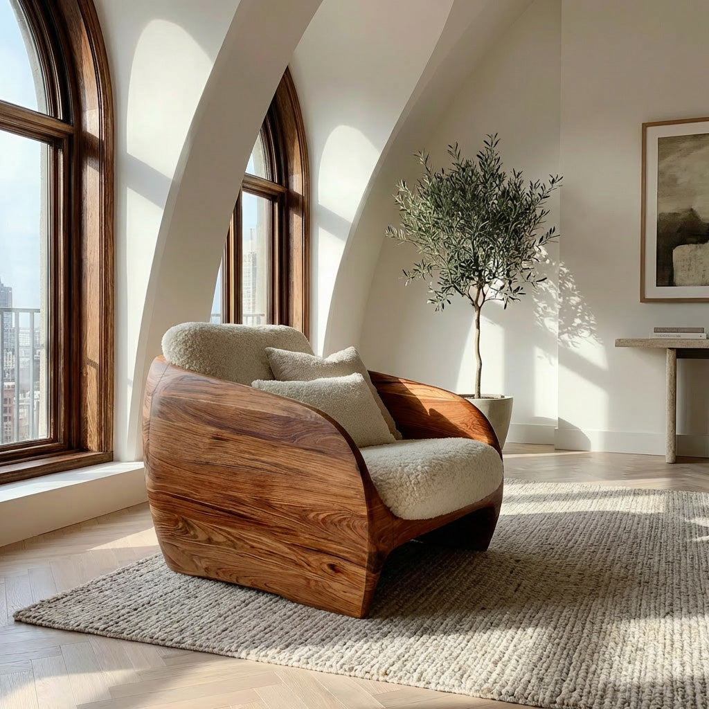 Modern Organic Natural Wood Chair For Cozy Living Room RTTHHNCHR149