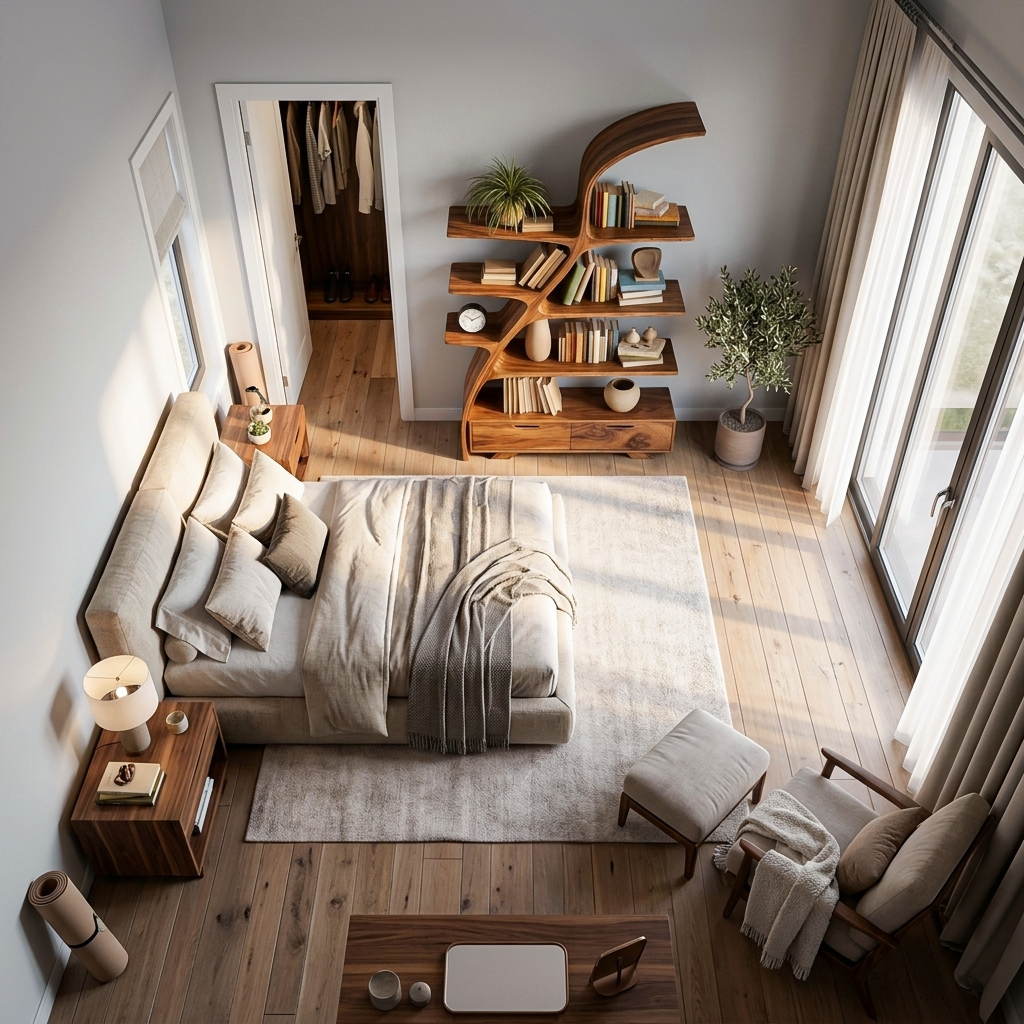 Organic Wooden Bookshelf For Living Area RTTHTTBS119
