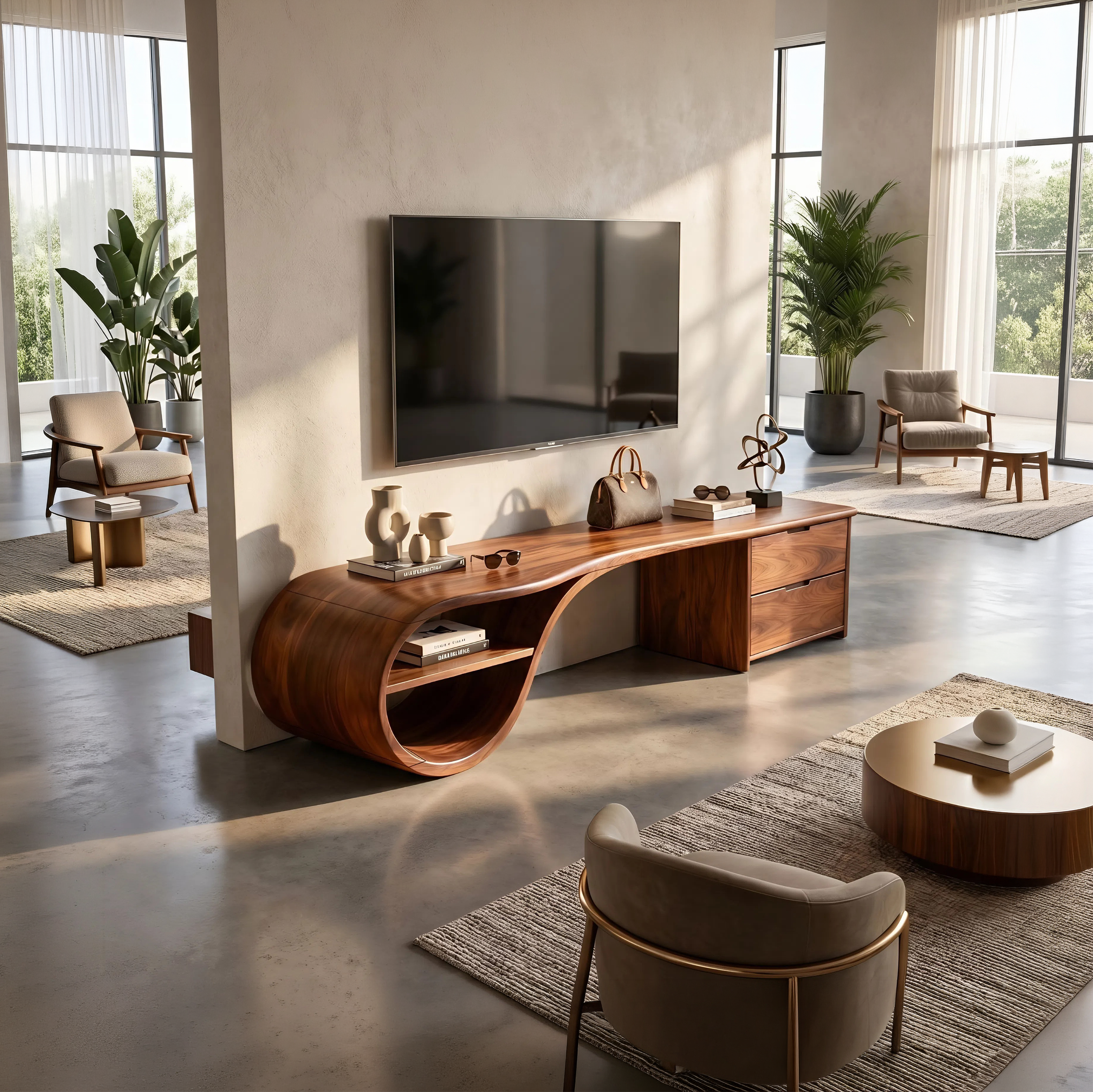 Scandinavian Organic TV Console For Living Room SILDTTNTVC130
