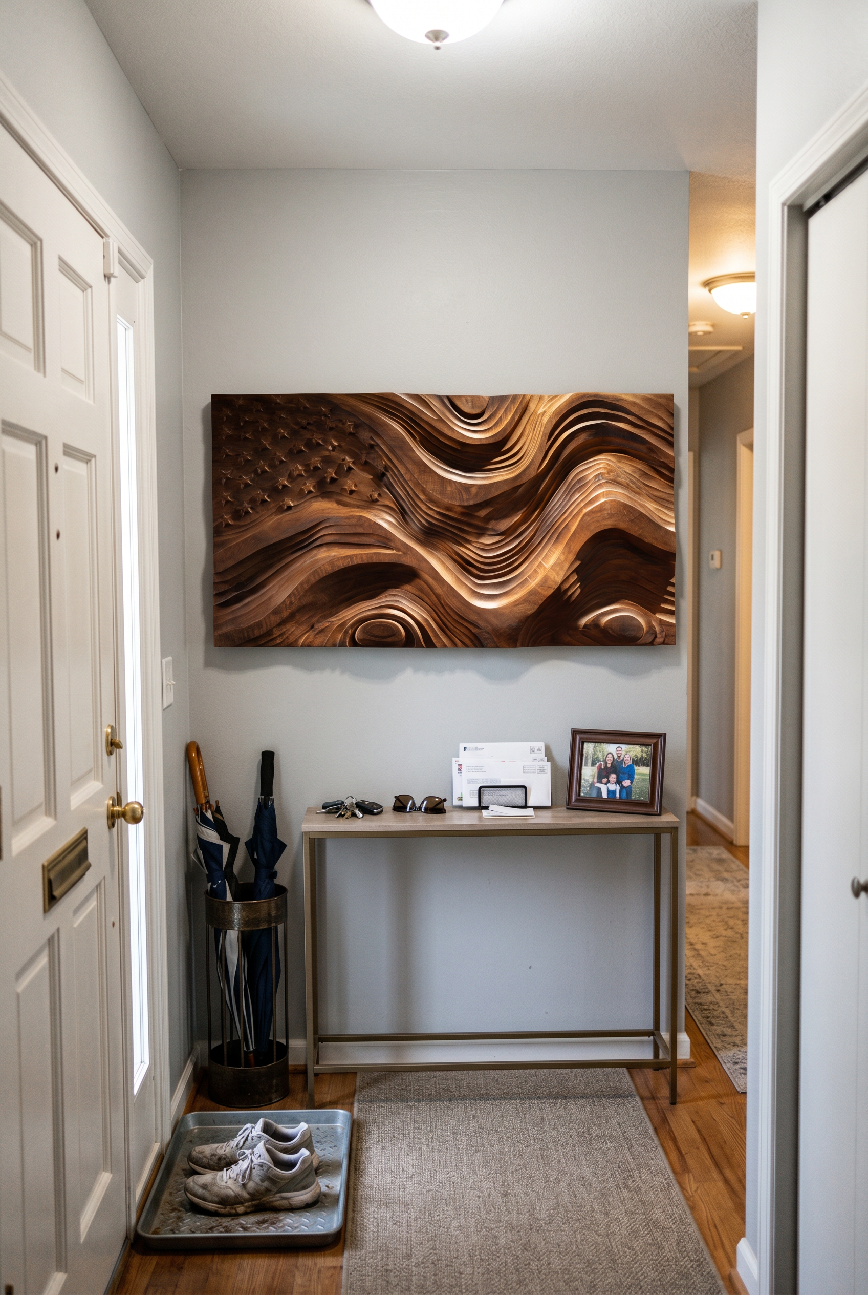 Rustic American Flag Wall Panel With Wave Relief For Living Room SILDTTRWA159