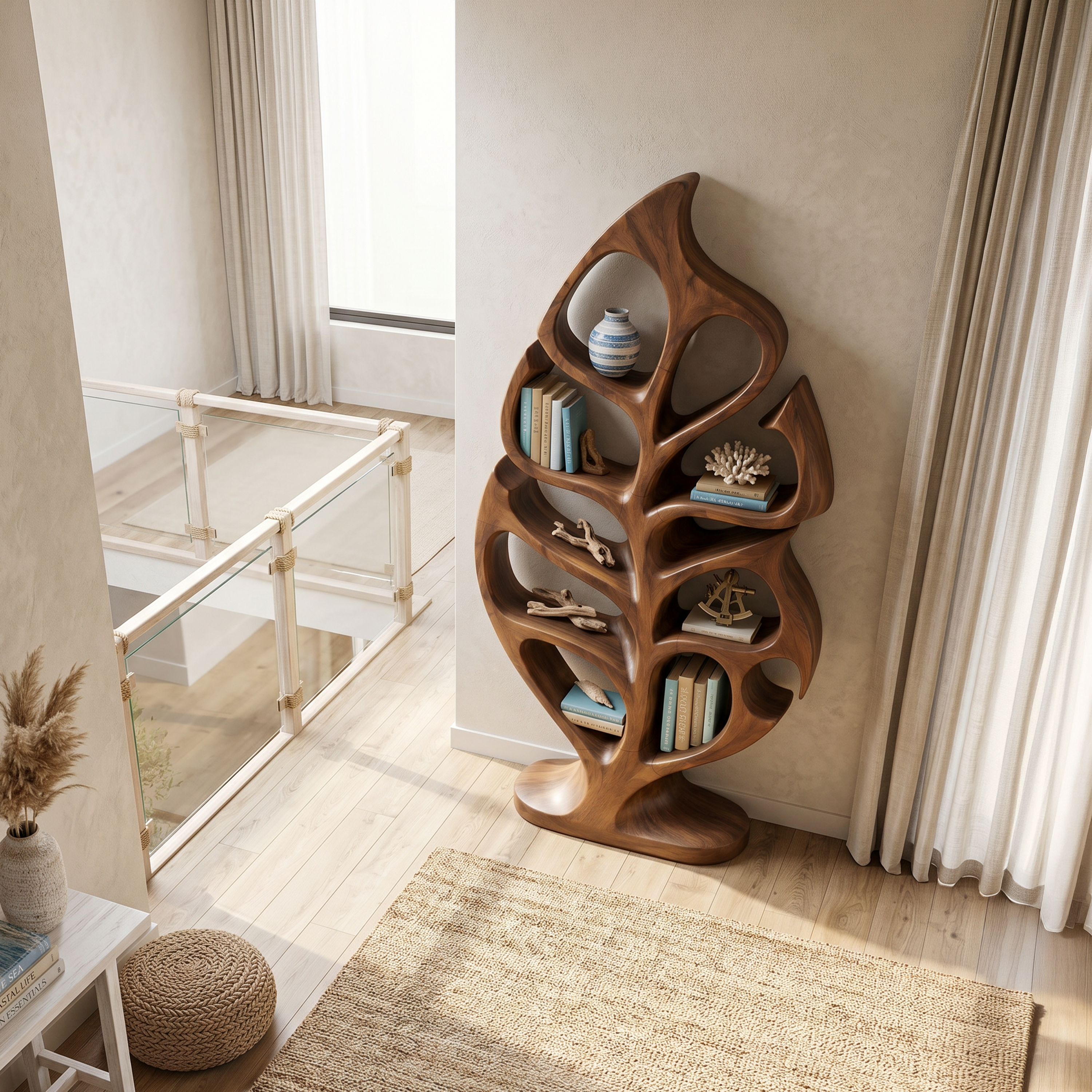 Organic Storage Bookshelf For Comfortable Reading Space SILDTTNBS046