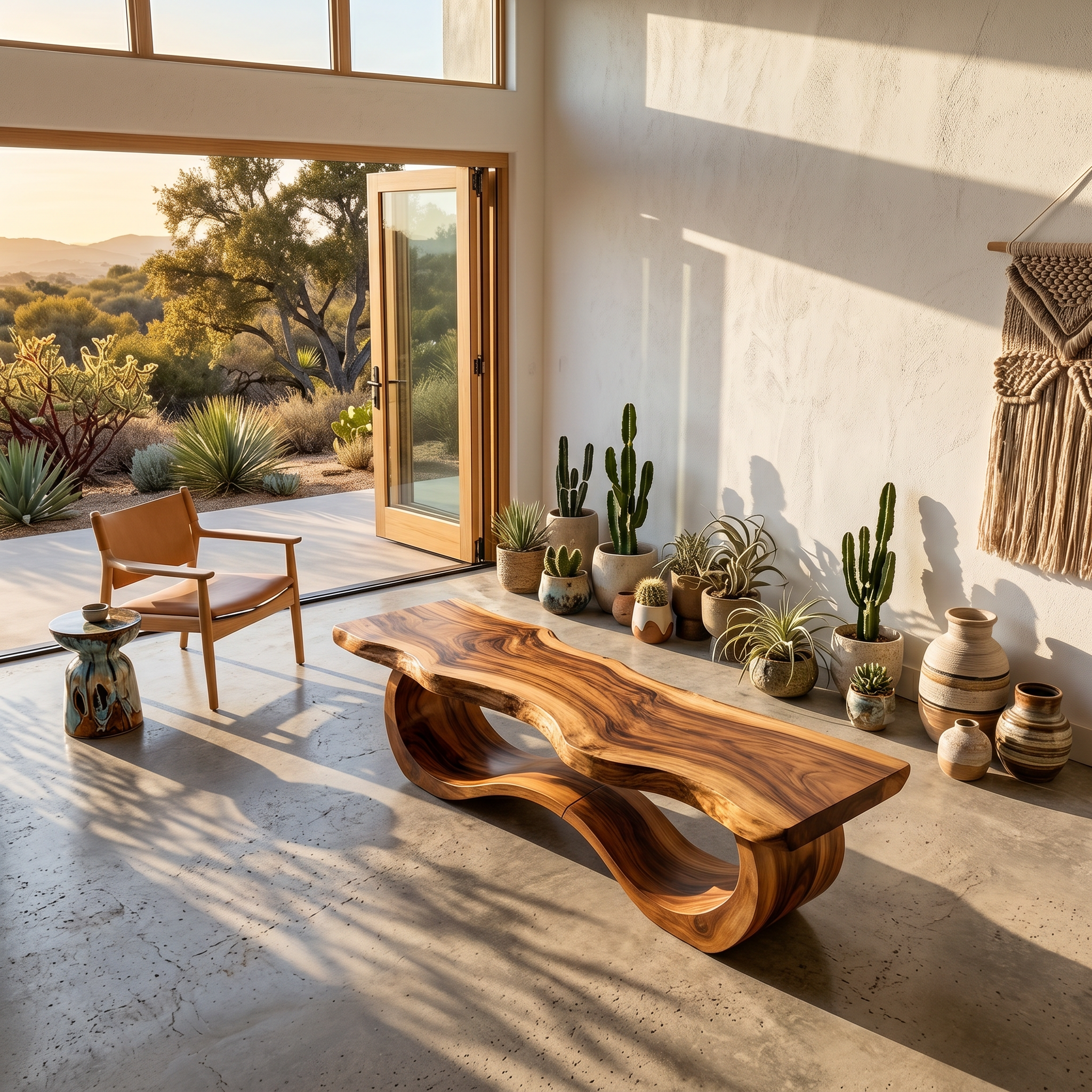 Modern Live Edge Wave Bench For Patio Interior Area SILDTTNBEN015