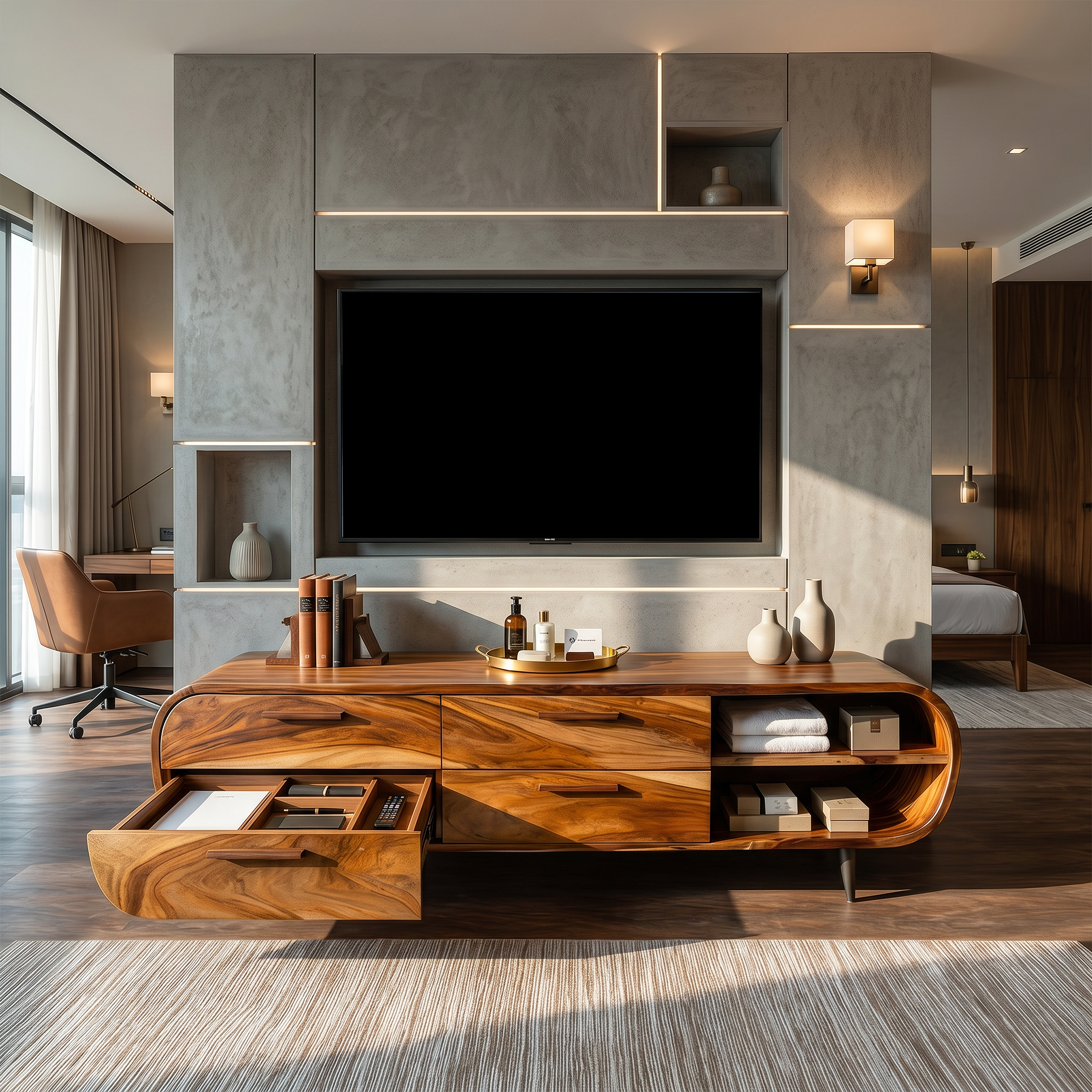 Warm Minimalist Wooden TV Console For Modern Luxury Interior SILDTTRTVC104