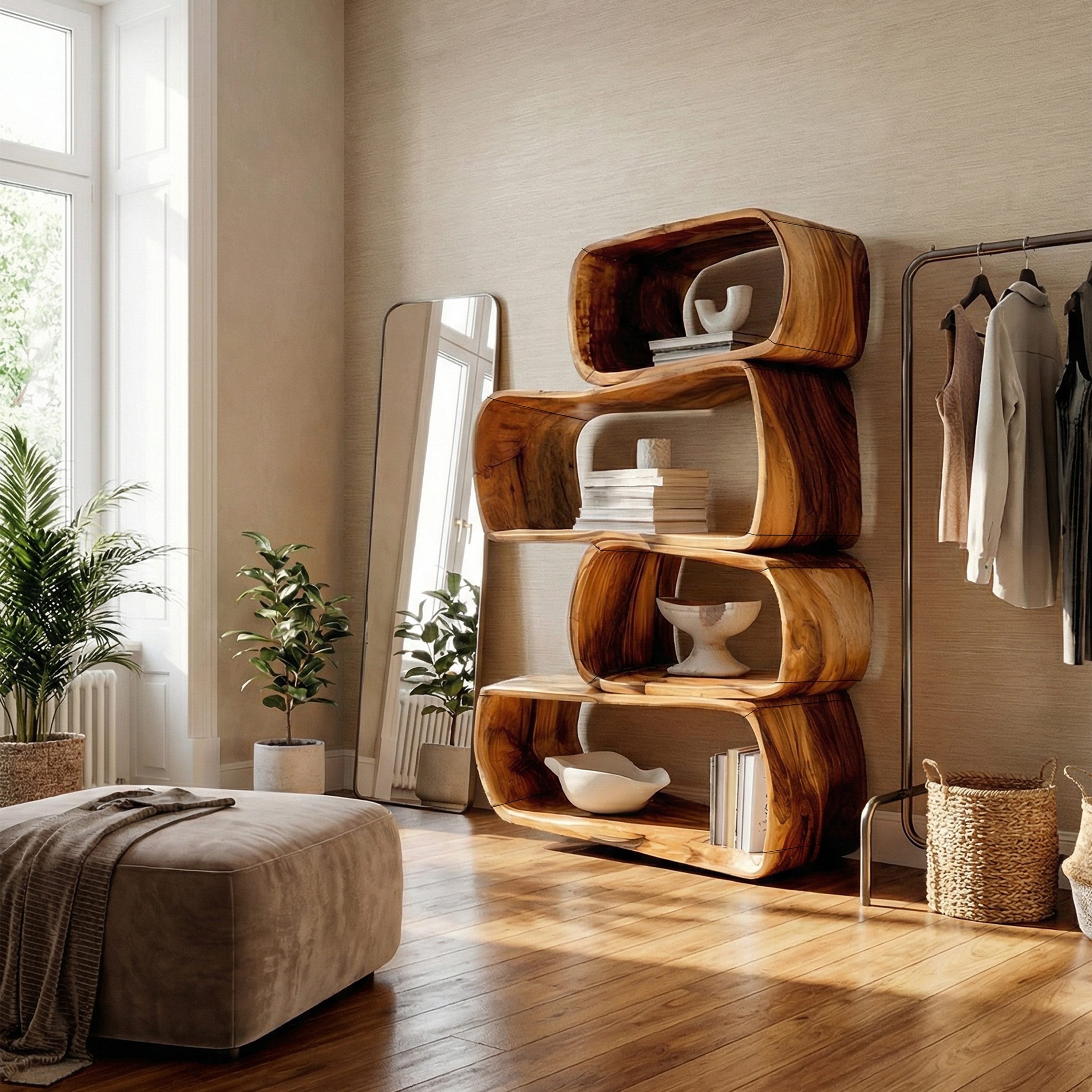 Rustic Farmhouse Abstract Bookshelf Apartment Living Space SILDTTRBS013