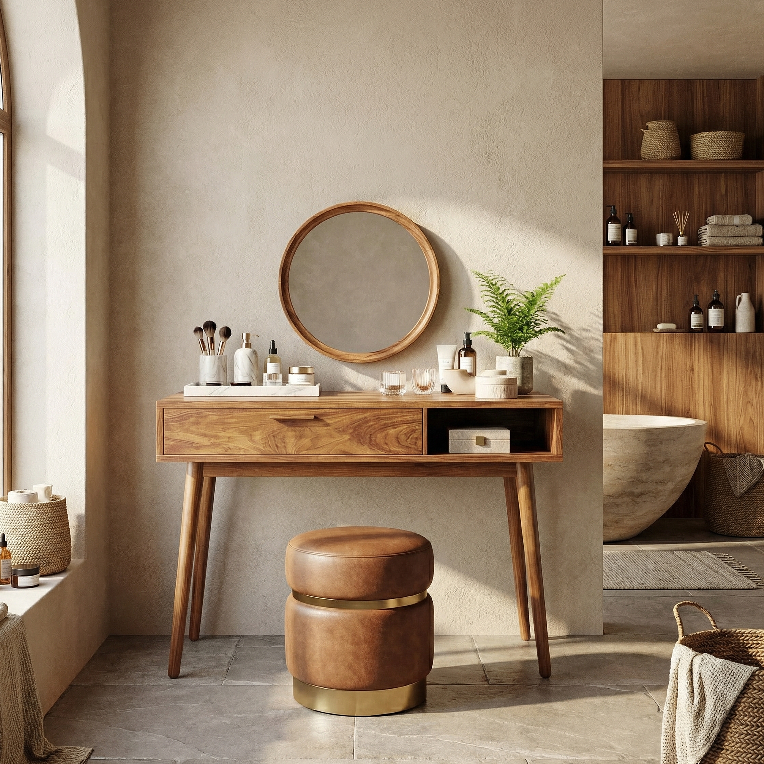 Japandi Makeup Desk Bedroom Dressing Area Personal Beauty Space SILDTTRMV016