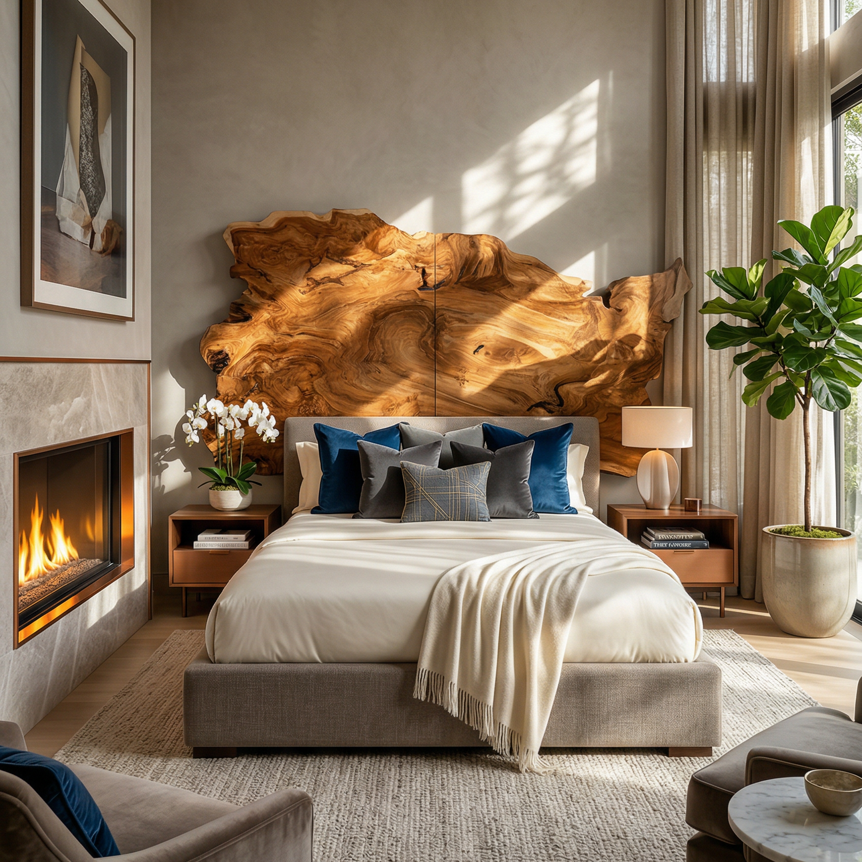 Organic Natural Wood Headboard For Minimalist Japandi Bedroom Design SILDTTRHB002