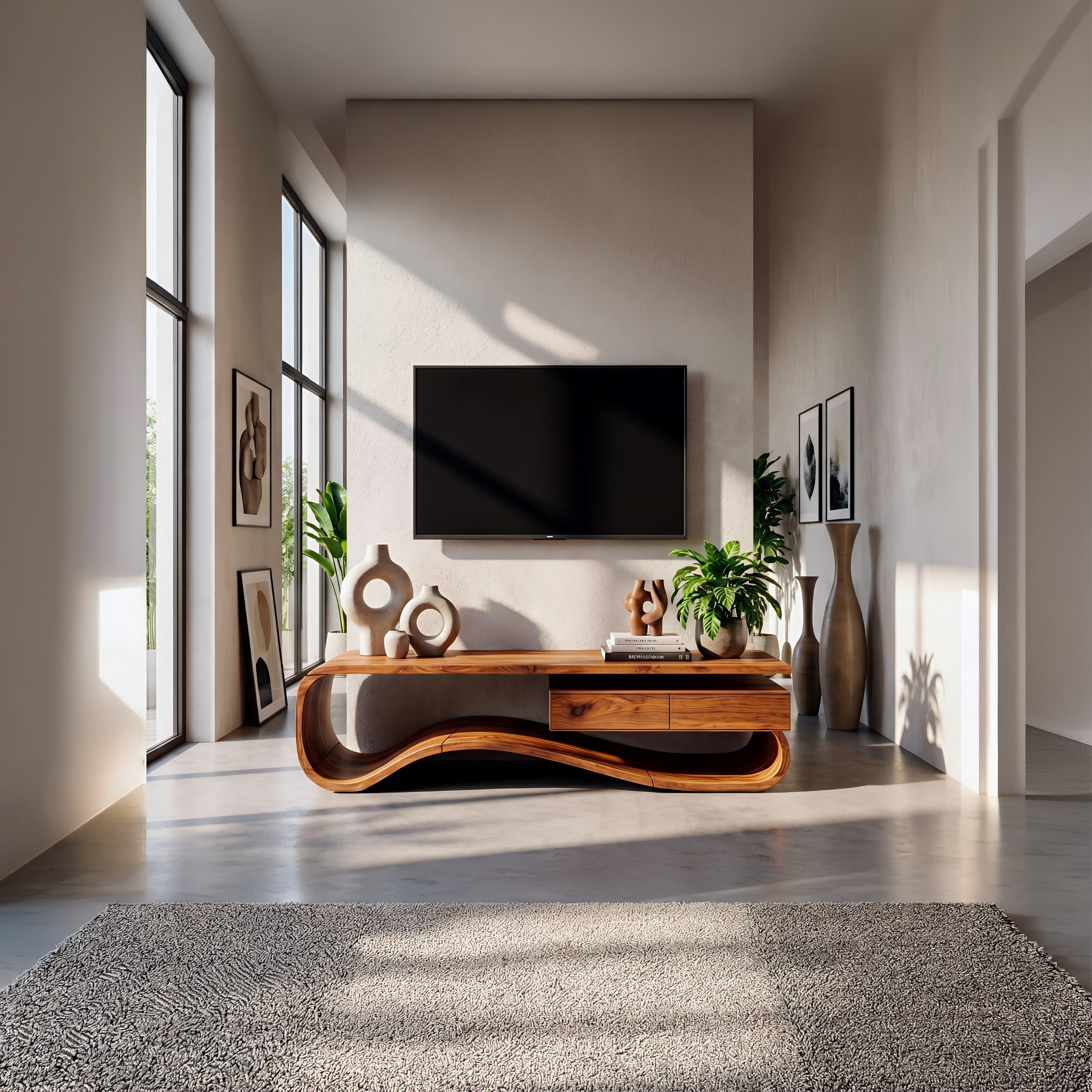 Contemporary Organic TV Stand For Lounge Area SILDTTNTVC122