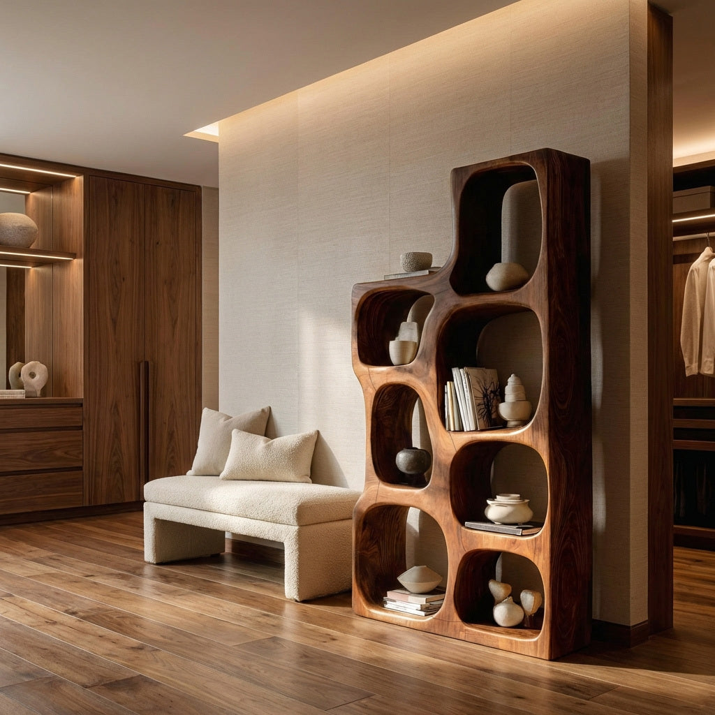 Organic Sculptural Wooden Bookshelf For Modern Living Room RTTHHNBS133