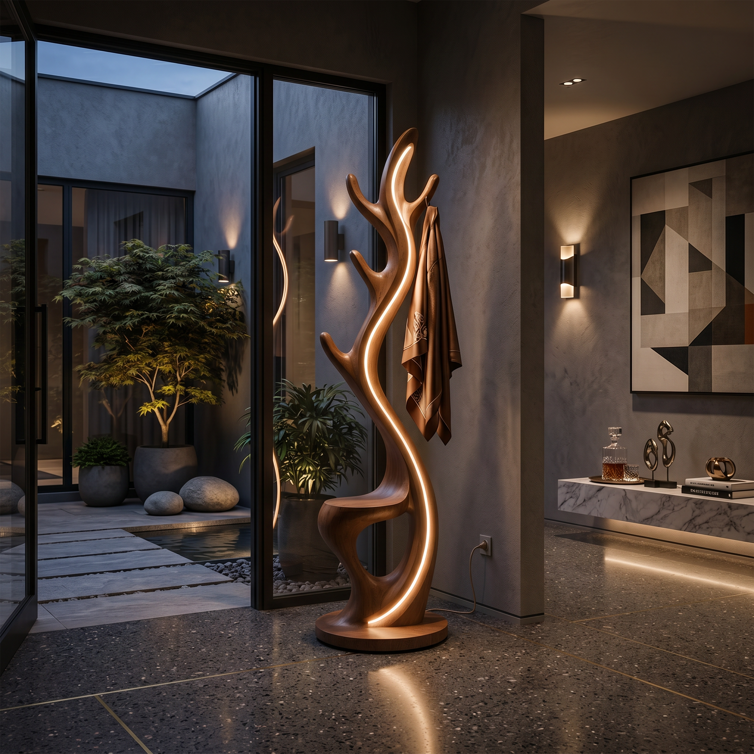 Minimalist Twig Lamp With Rack For Entryway SILDTTNLAM017
