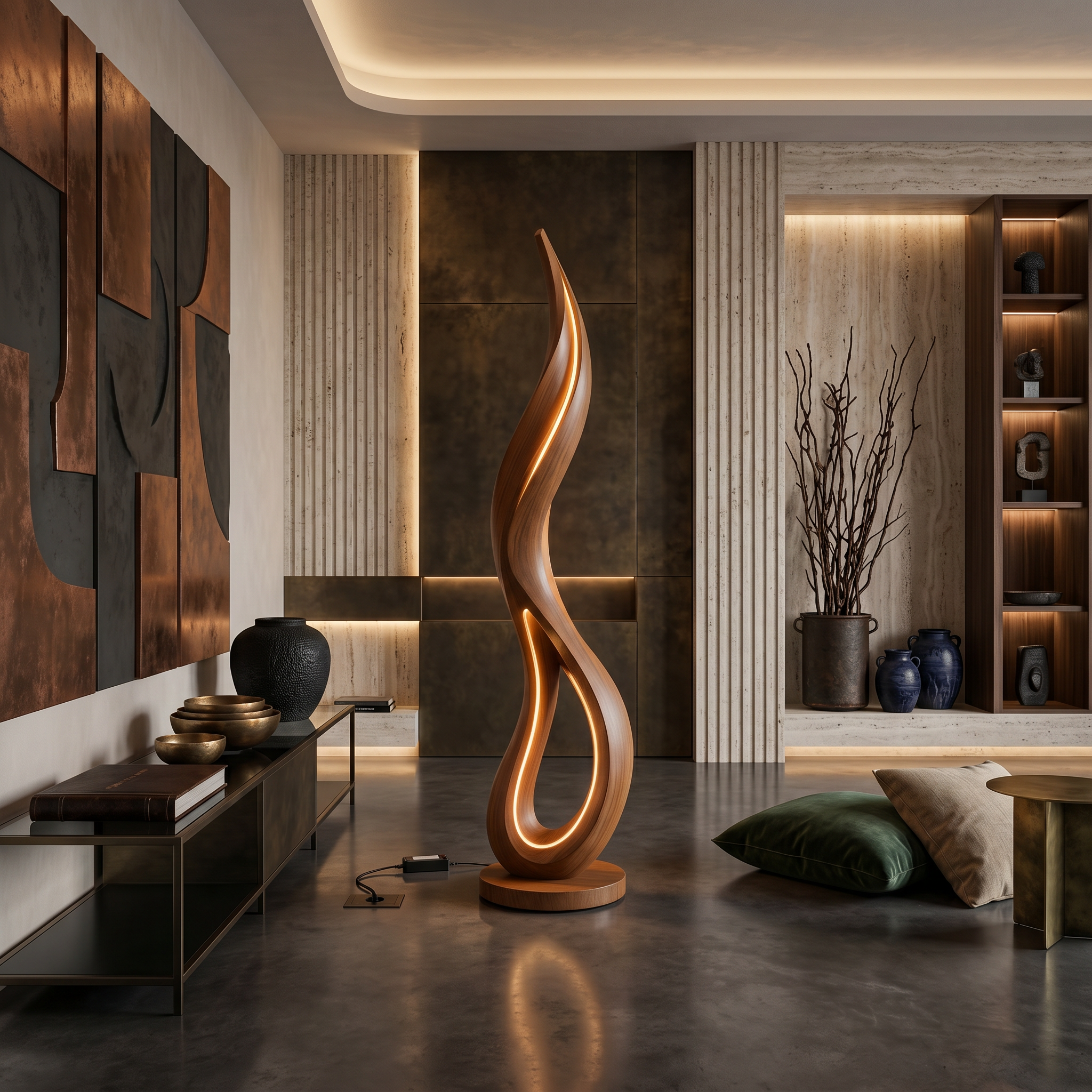 Contemporary Dancing Flame Floor Lamp For Living Room SILDTTNLAM033