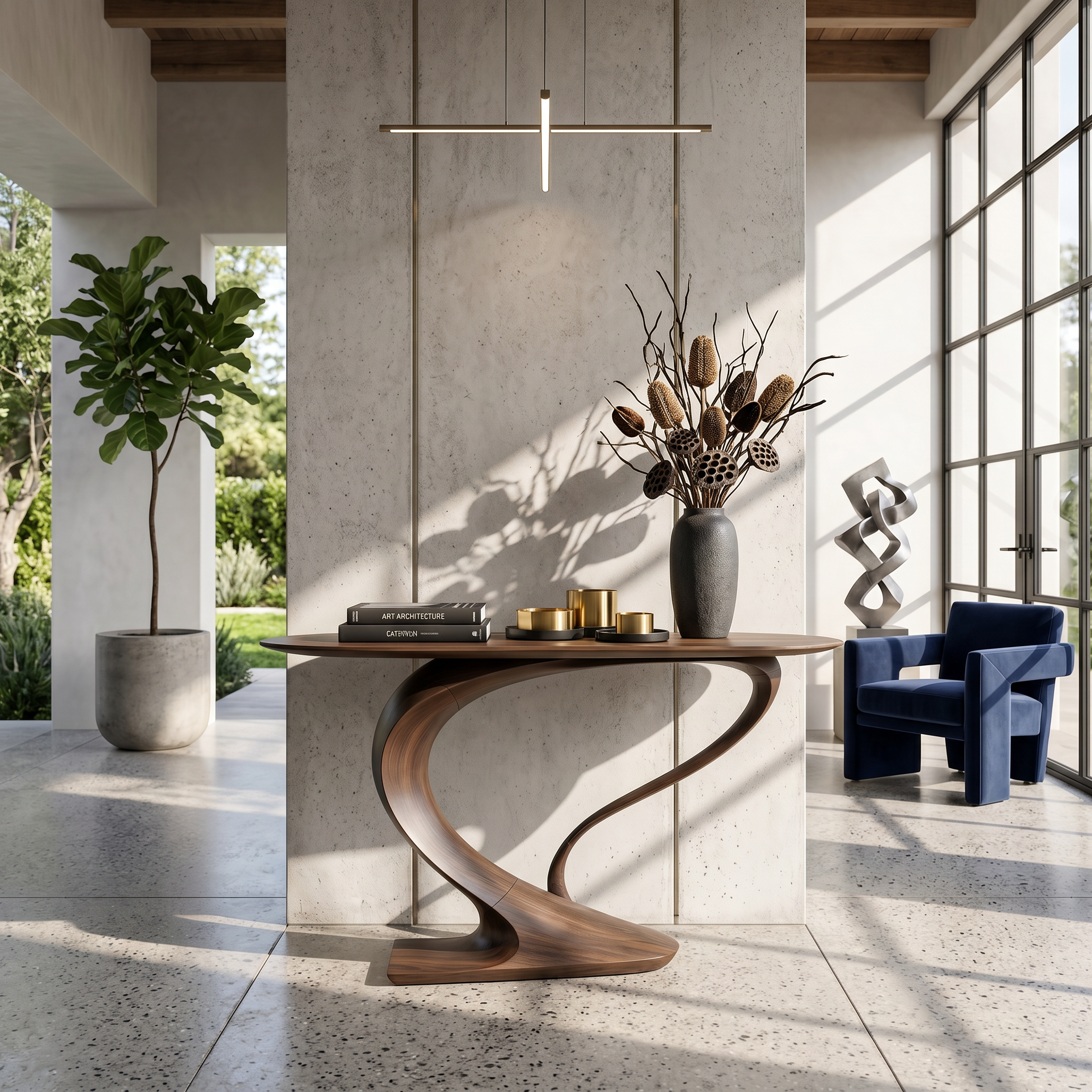 Contemporary Curved Console Table Modern Residence SILDTTRCS076