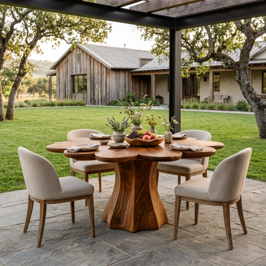 Modern Wooden Dining Table With Petal Top For Dining Area RTTHTTDN049