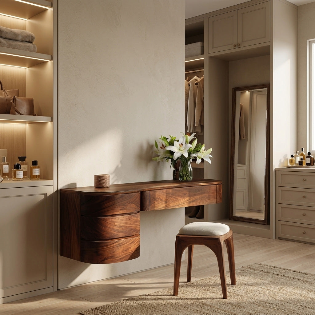 Minimalist Wall Mounted Vanity With Drawer For Sunlit Bedroom RTTHHNVAN021
