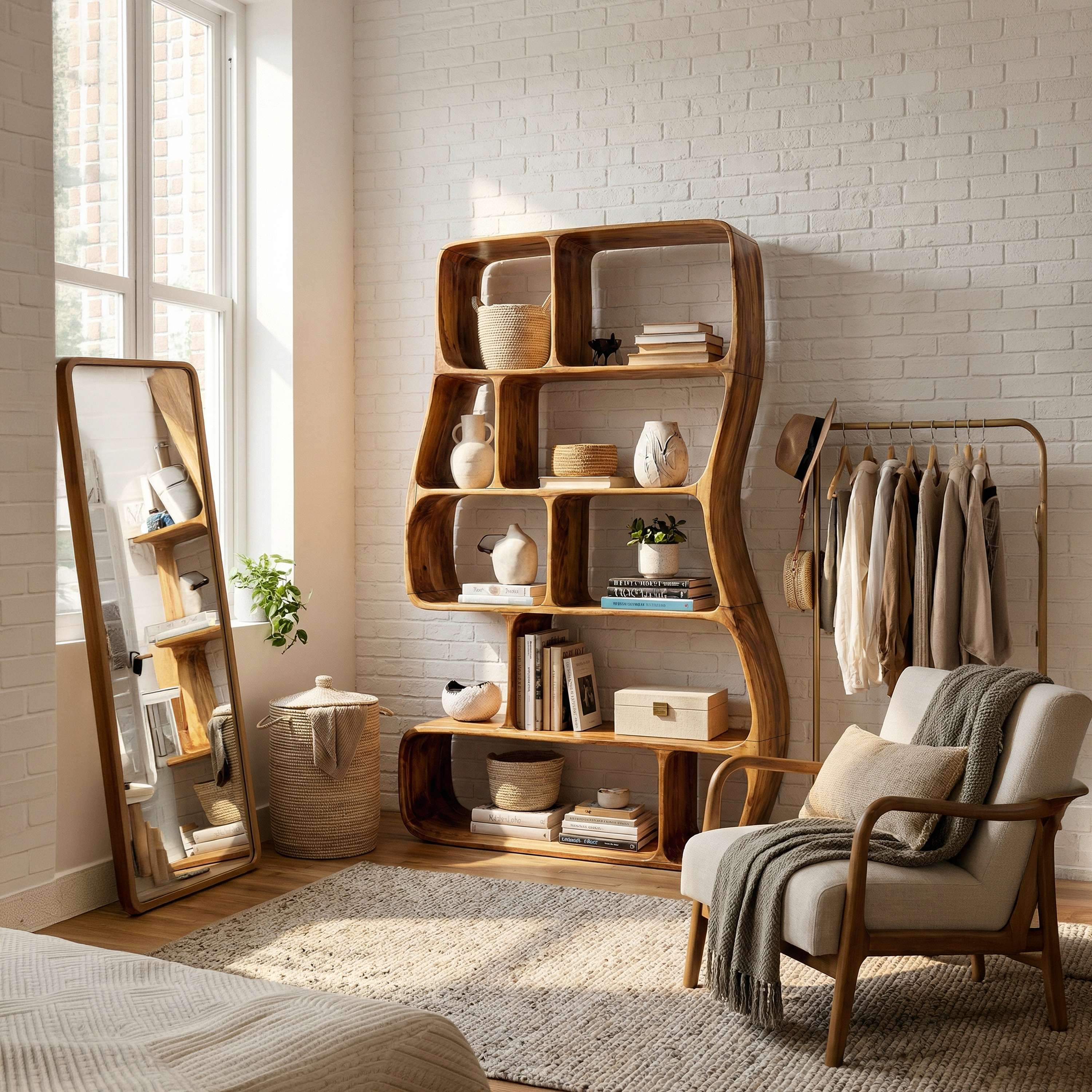 Contemporary Artistic Bookshelf Bedroom Corner Display SILDTTRBS012