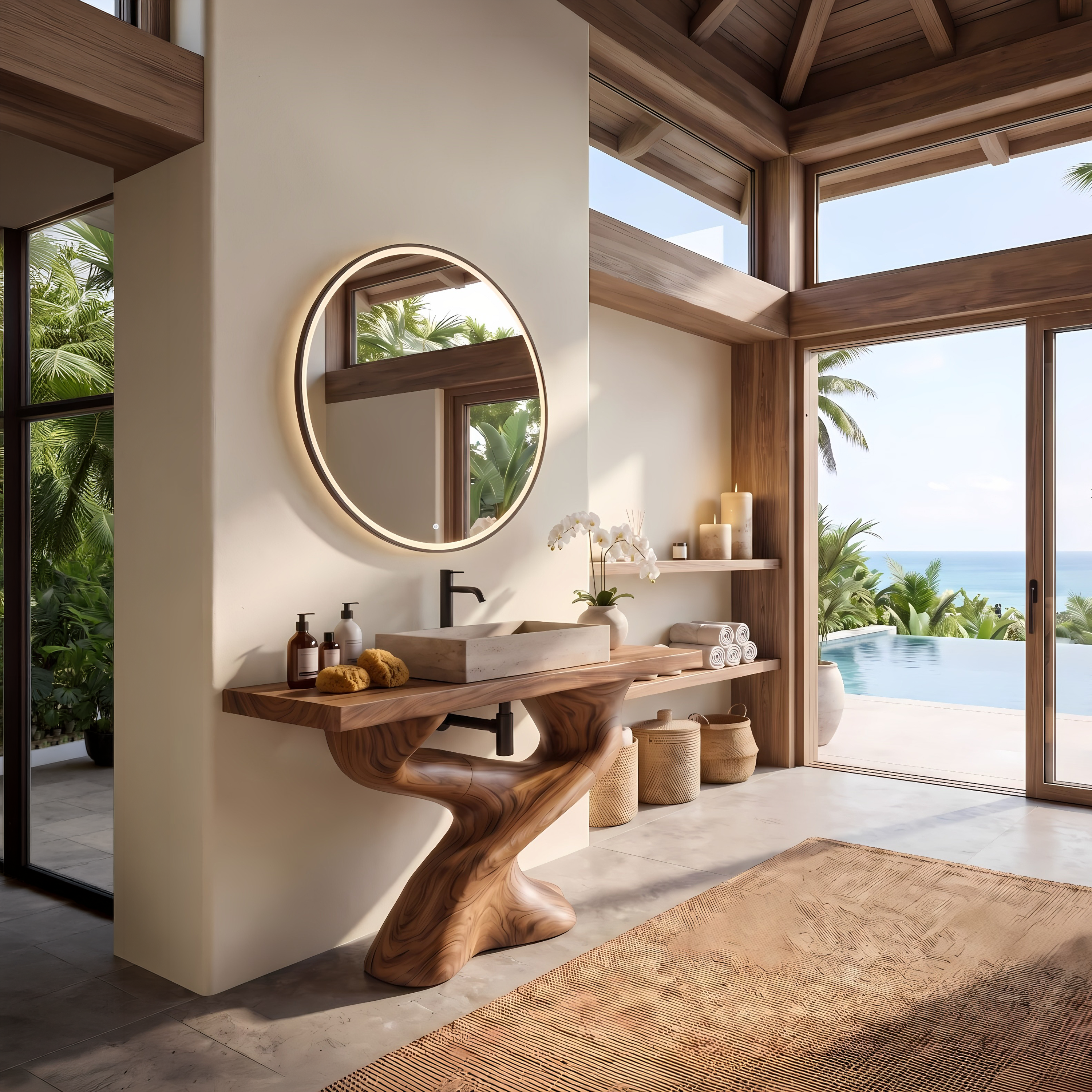 Handcrafted Solid Vanity For Unique Bathroom Design SILDTTNBRV011