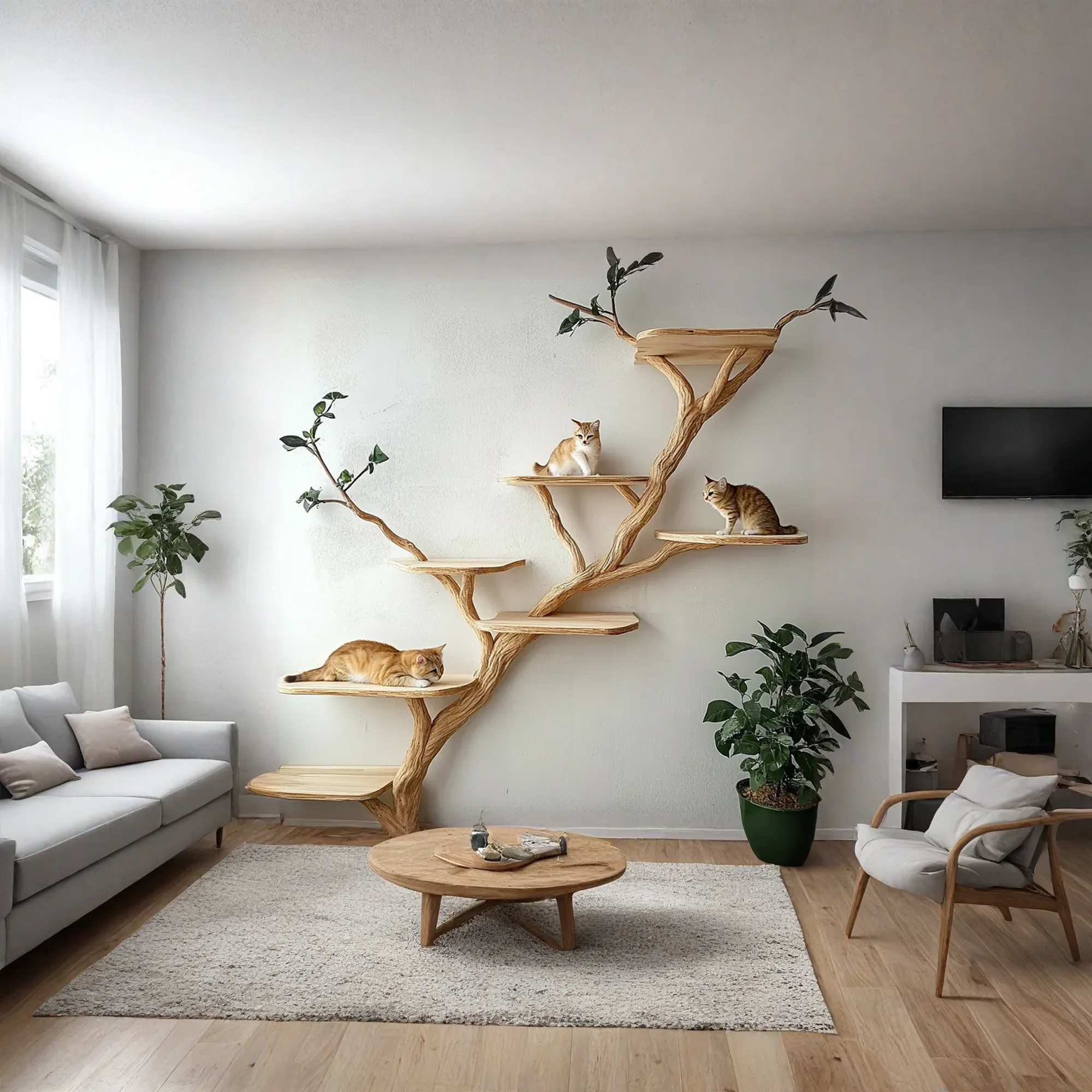 Wood Cat Tree Cat Tower House Stylish Gift For Cat SINLTT009