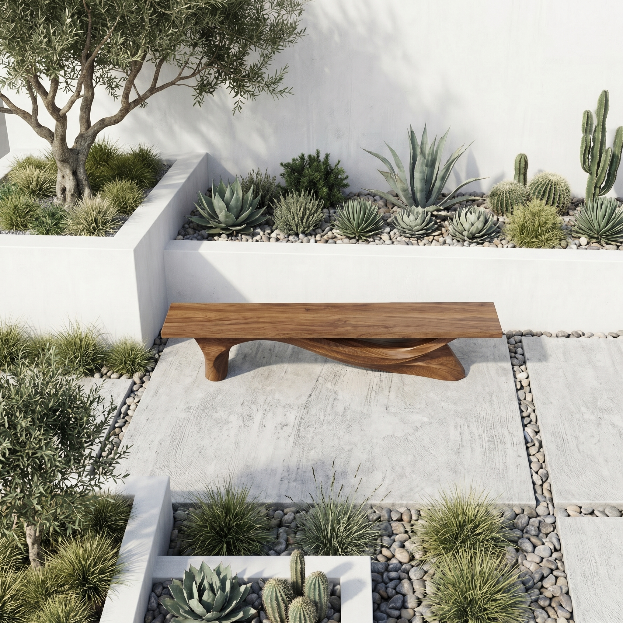 Modern Organic Bench Solid Wood Asymmetrical Wave Structure Hallway And Entryway SINLHARS098