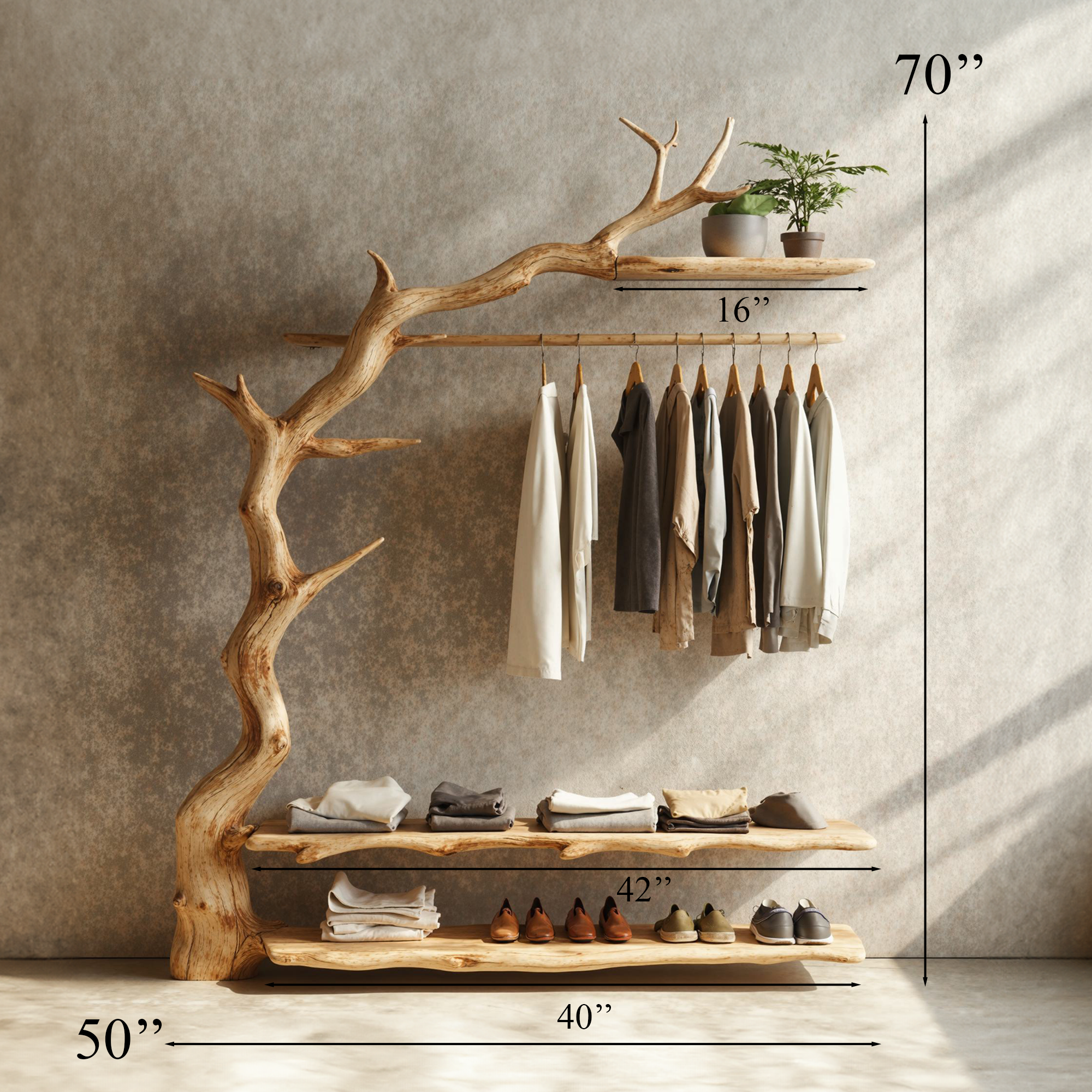 Rustic Standing Coat Rack Wall Clothes Rack Tree Branch Coat Rack SINLTB095