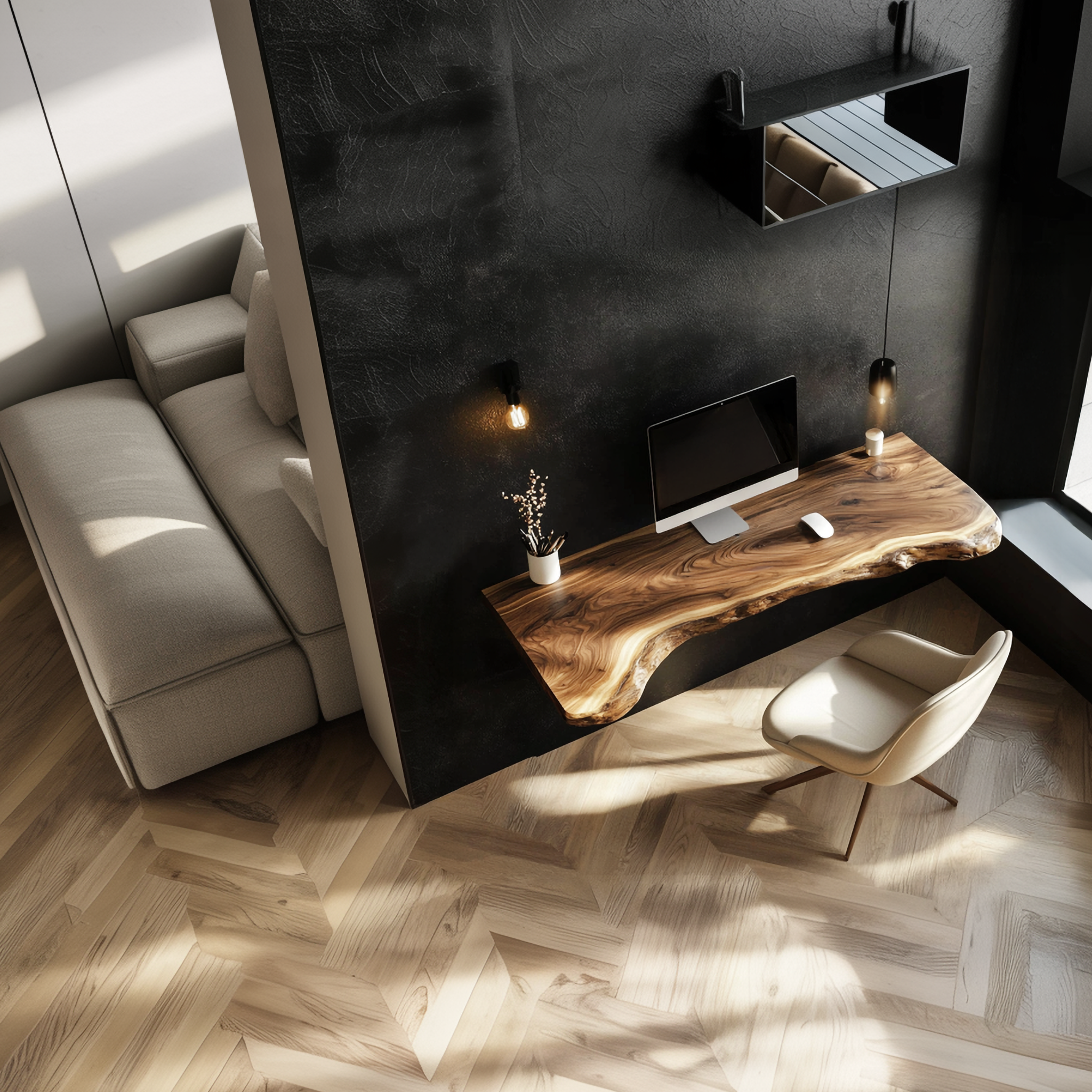 Rustic Wall Mounted Desk For Home Office And Small Room SINLSAFL459