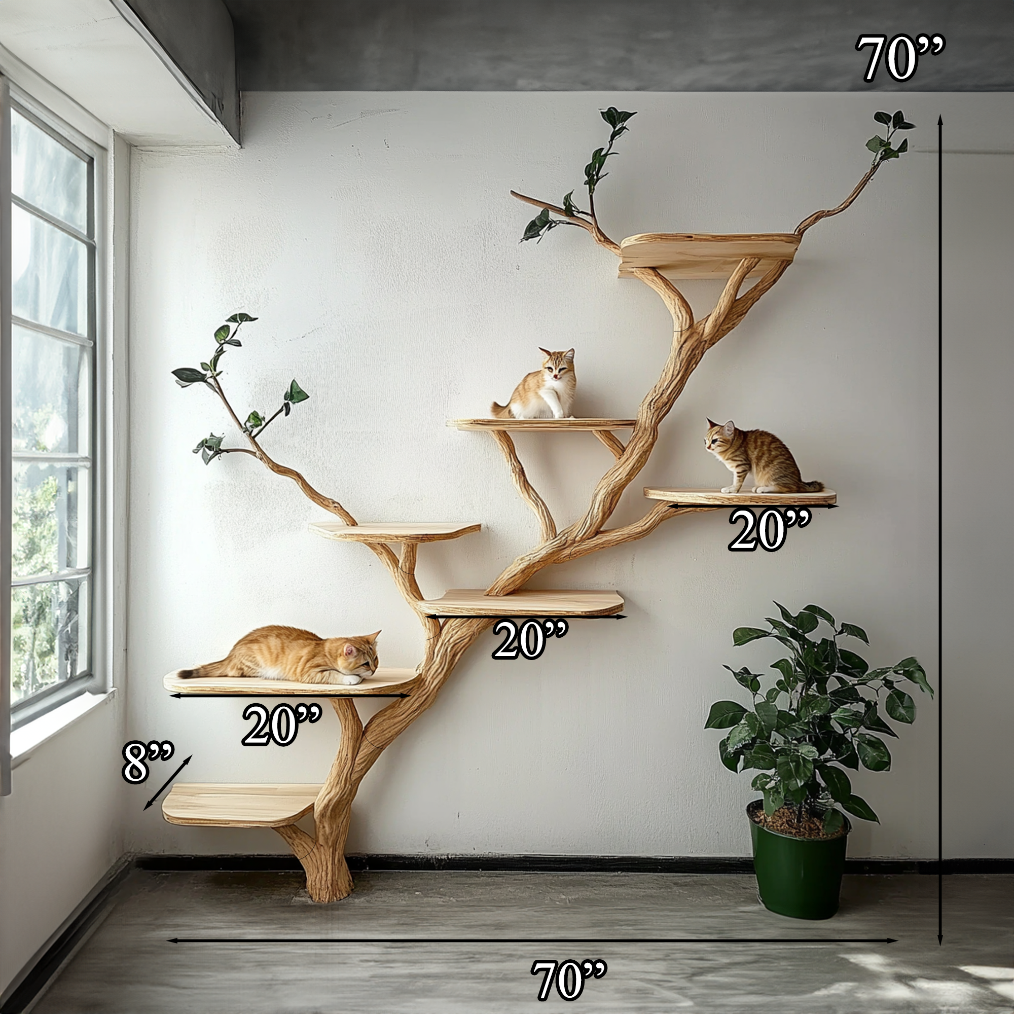 Wood Cat Tree Cat Tower House Stylish Gift For Cat SINLTT009