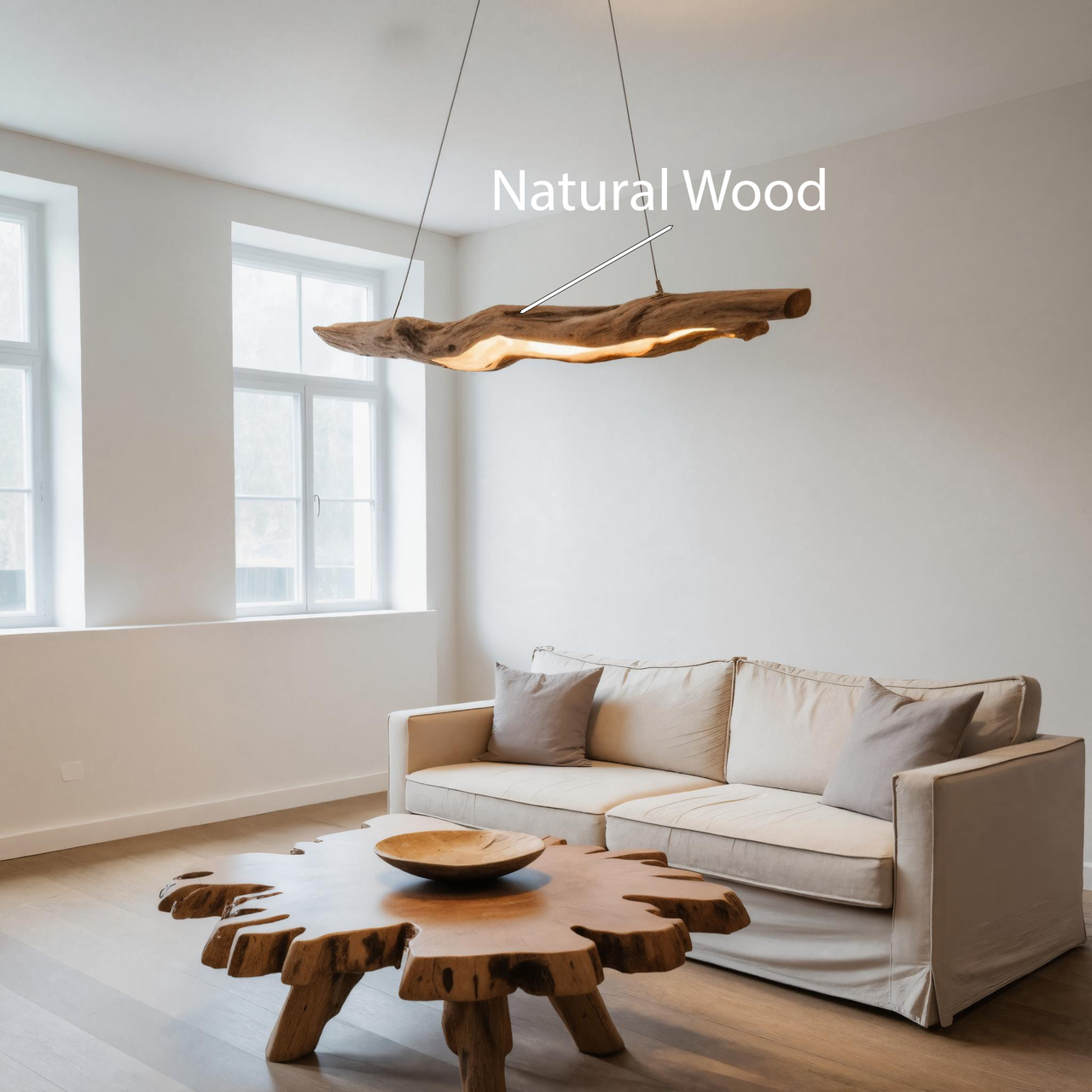 Live Edge Ceiling Light Pendant For Organic Modern Or Minimalist Interiors SITHHNLAM005
