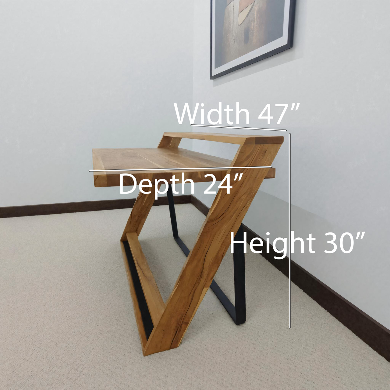 Modern Sculptural Wood Desk With Z Frame For Home Office Or Studio SITHHNDE020