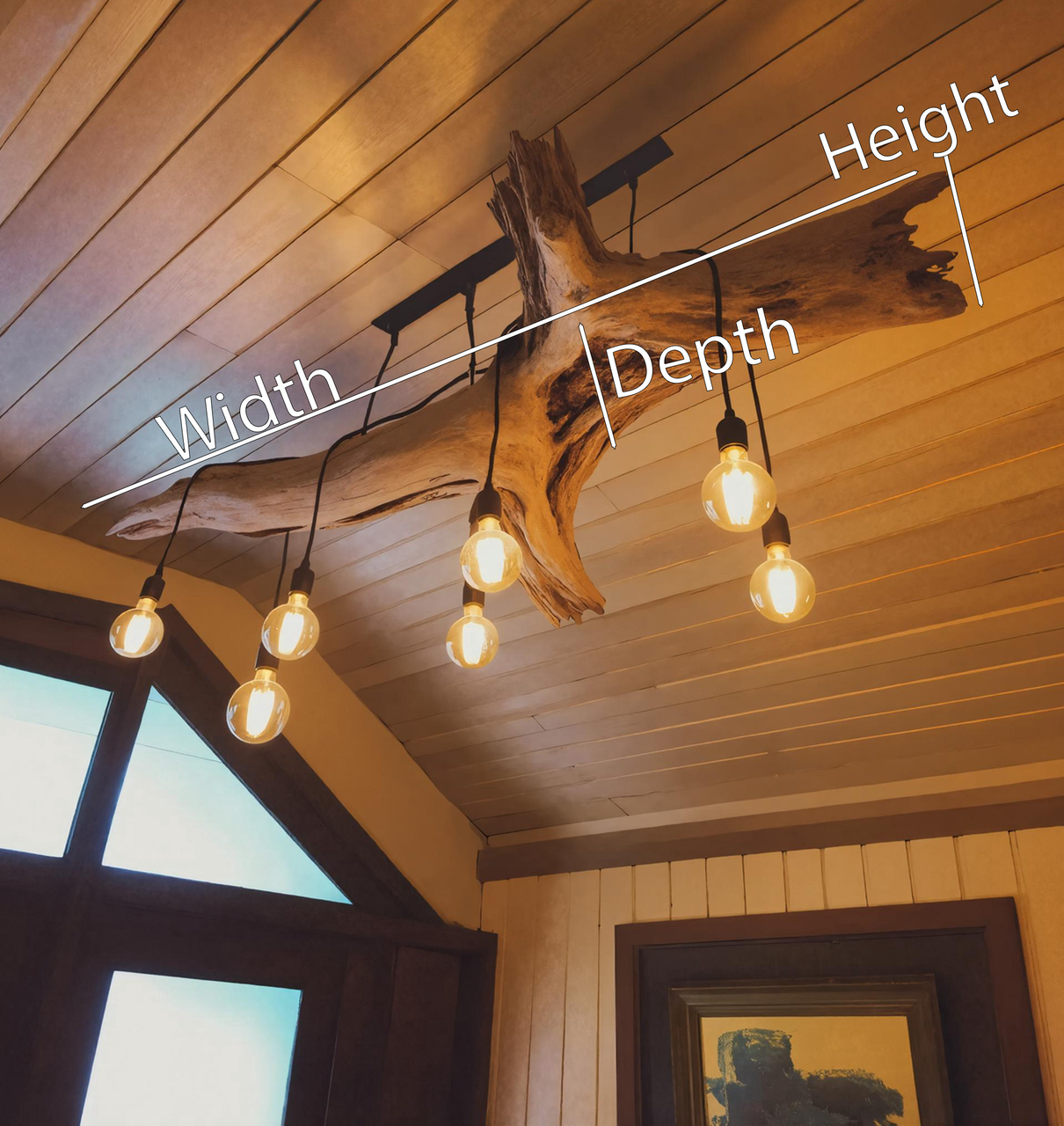 Rustic Wooden Ceiling Light For Cabin Or Dining Room SITHHNLAM008