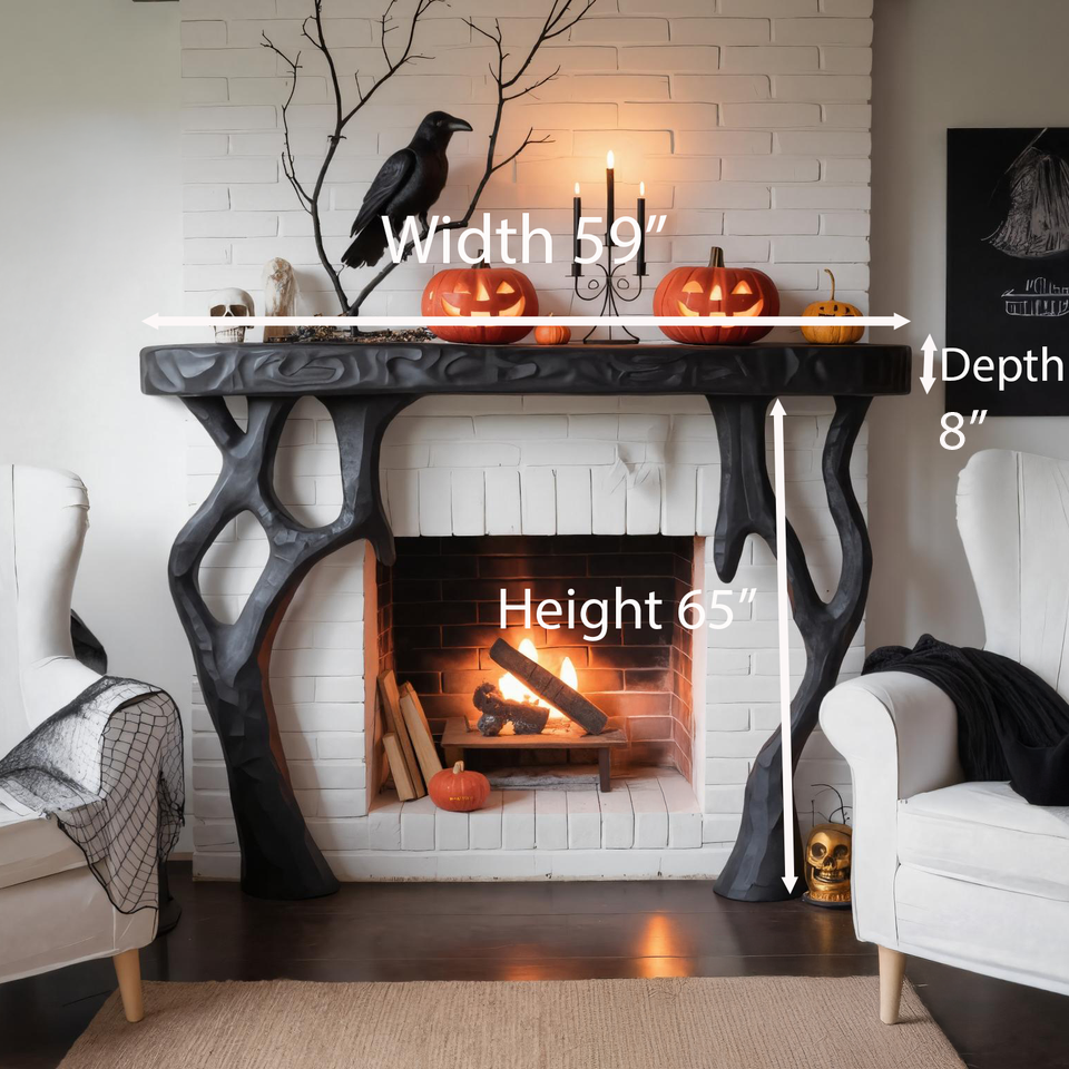 Gothic Halloween Fireplace Mantel With Branch Leg Design For Living Room SITHTTHW002