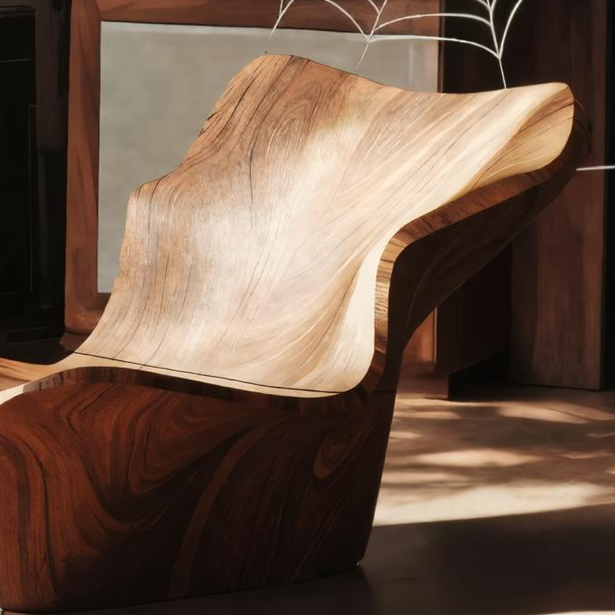 Modern Wooden Live Edge Accent Chair For Living Room Halloween Decor SILDTTNHA001