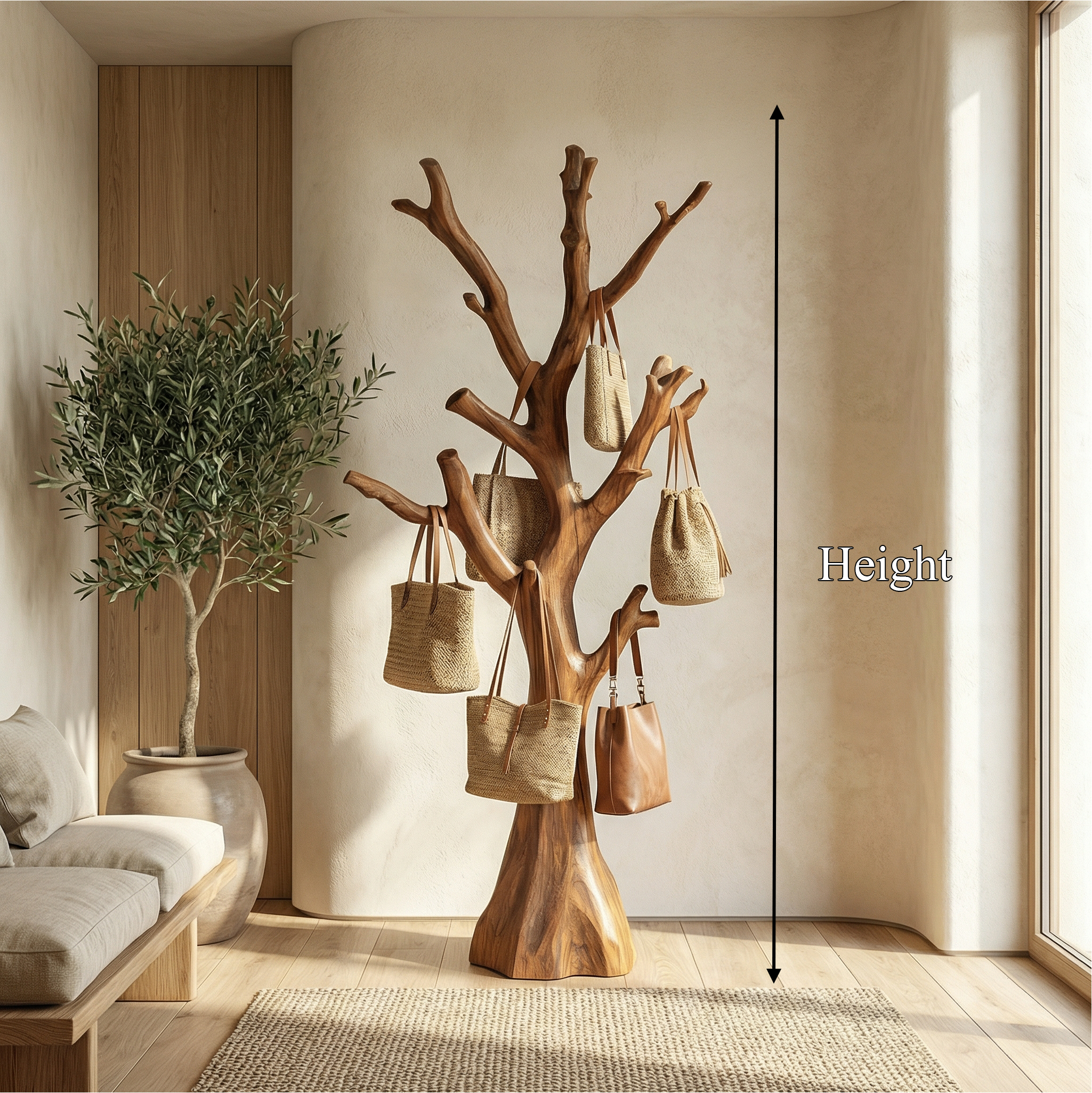 Rustic Tree Form Coat Stand For Hallway And Living Room SINLSATCR100