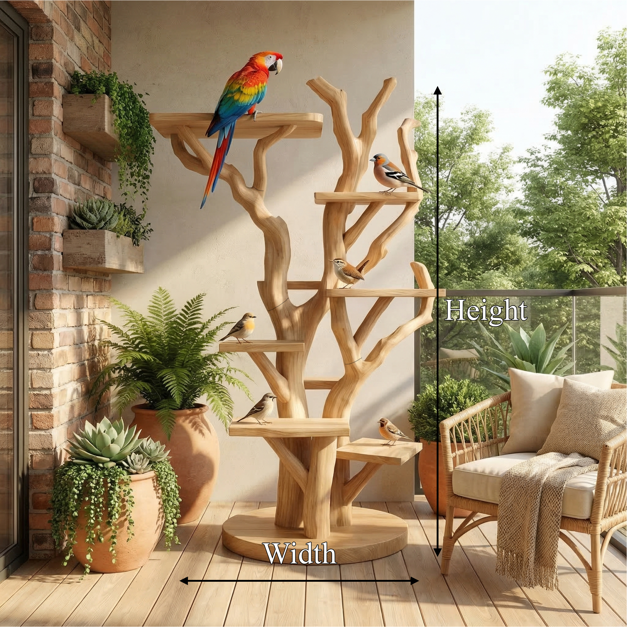 Rustic Bird Activity Stand For Living Room Or Pet Corner SINLSATT129