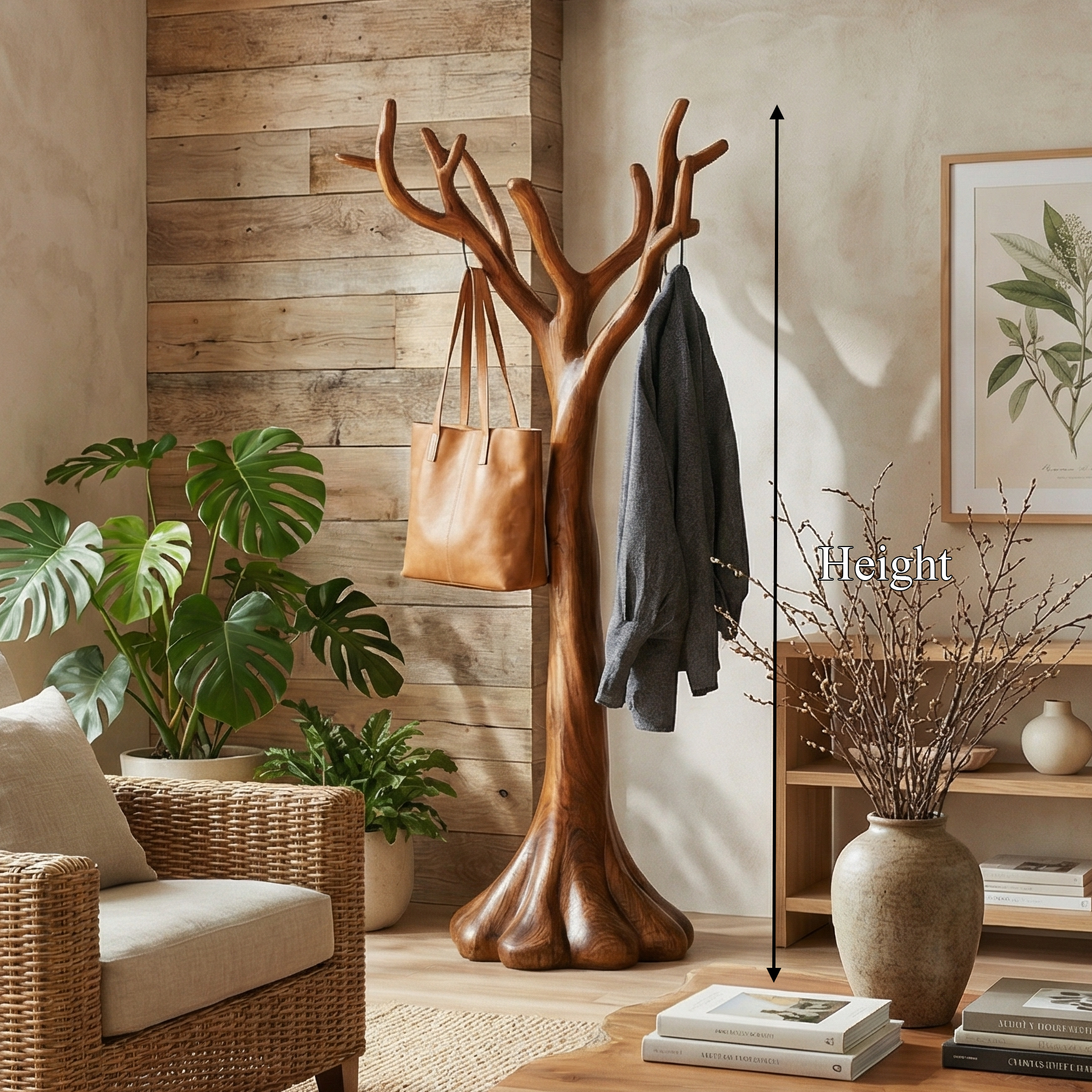 Rustic Sculptural Entryway Coat Rack For Living Room And Lounge SINLSATCR101