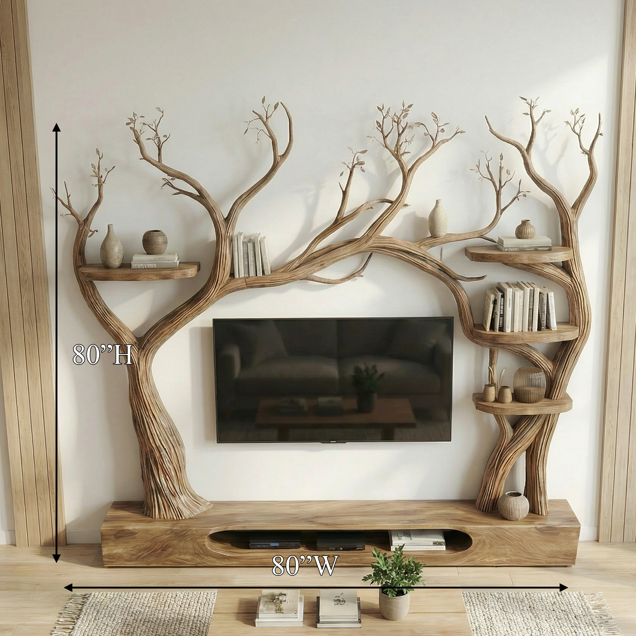 Rustic Tree Inspired TV Stand For Living Room And Interior Decor SINLSATB708