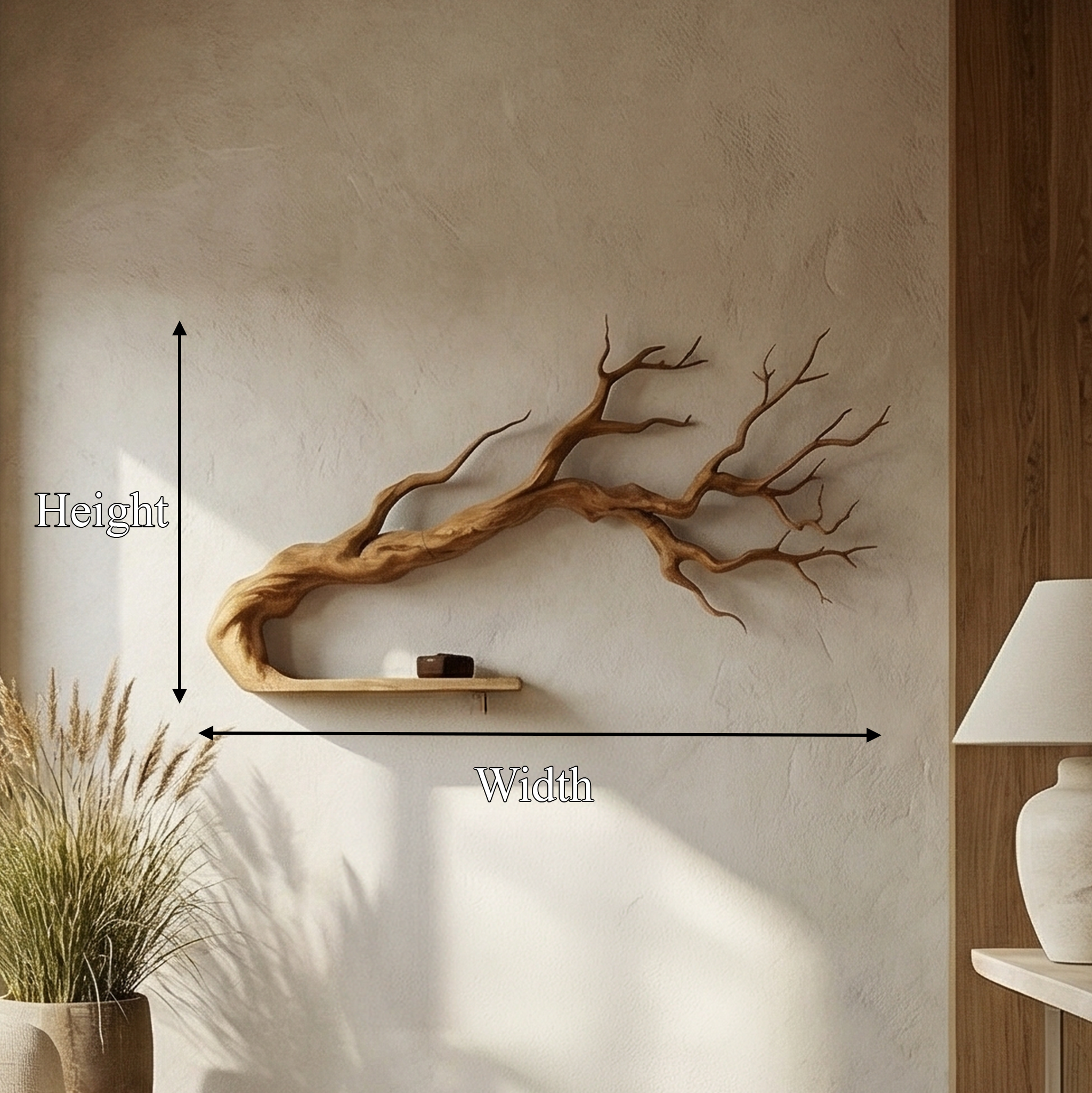 Rustic Tree Inspired Floating Shelf For Bedroom And Lounge Space SINLSATB702