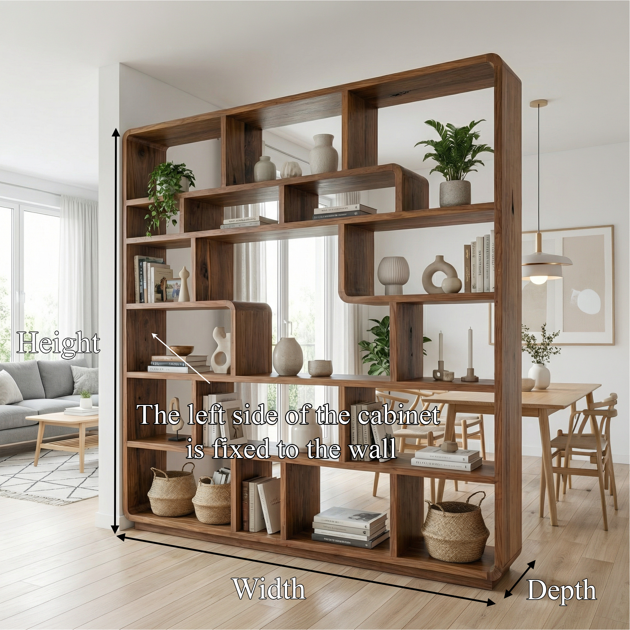 Mid Century Statement Room Divider Bookshelf For Living Room And Office SINLSASC491