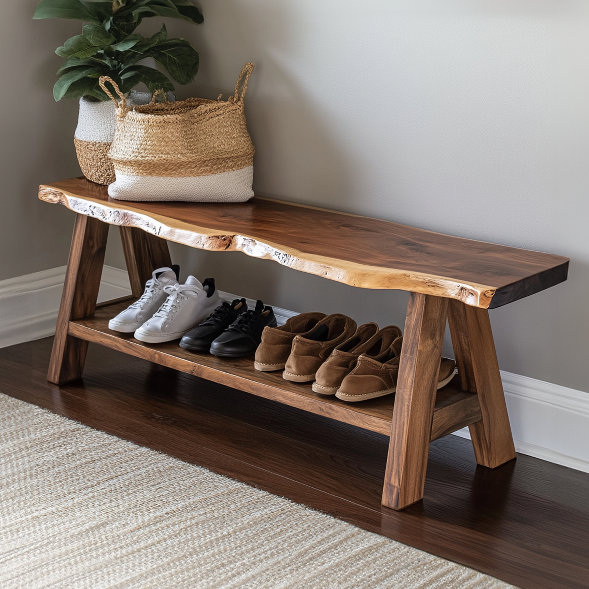 Rustic Shoe Rack Bench Housewarming Gift SINLSB018