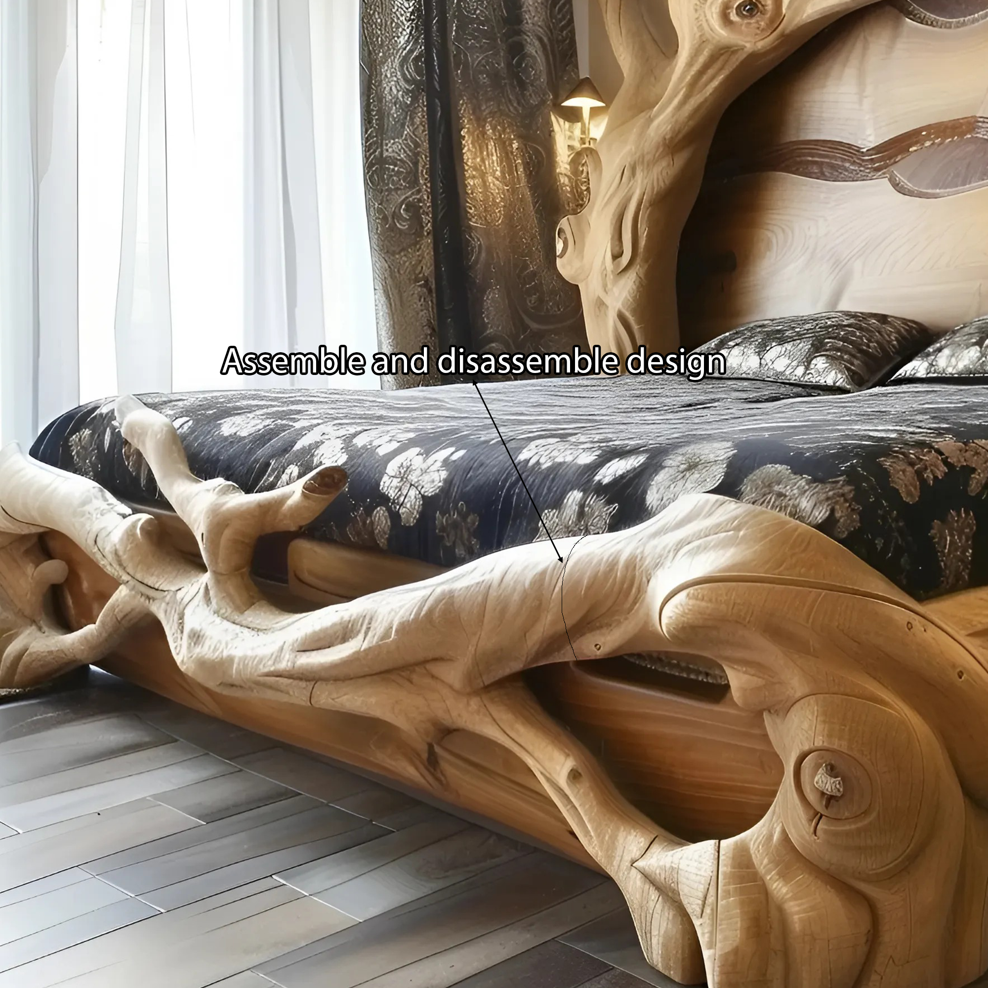 Rustic Bed Frame Bedding Reclaimed Wood Vintage Handmade Decor Bedroom SINLWB008