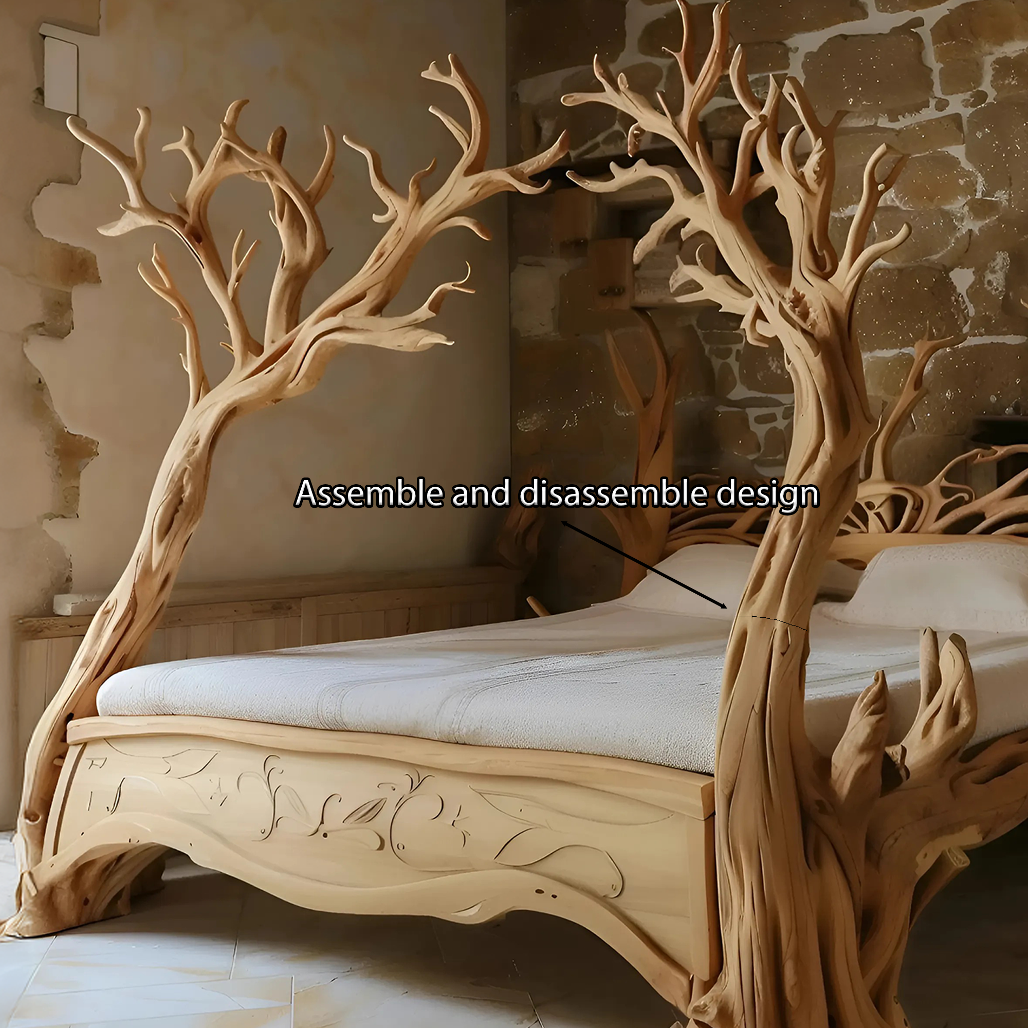 Rustic Bed Frame Queen Reclaimed Wood Furniture Handmade Decor Bedroom Her Gift SINLWB007