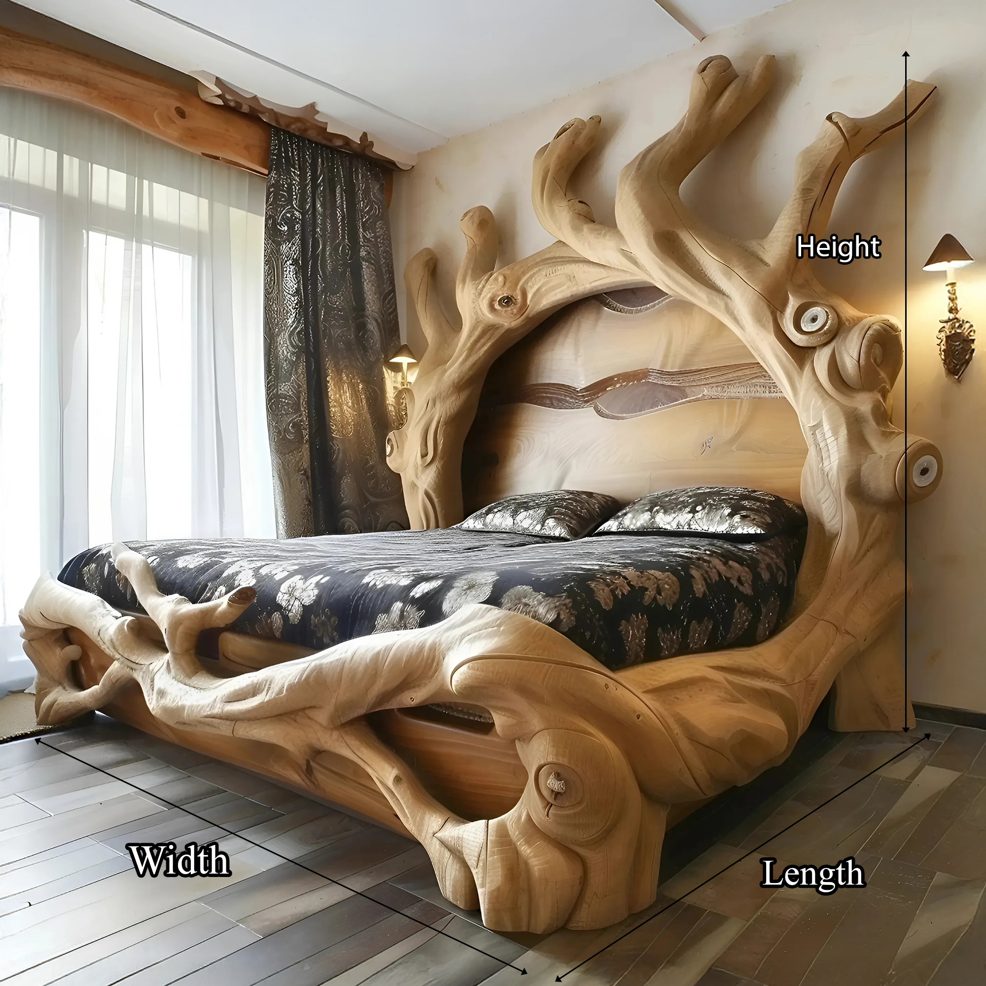 Rustic Bed Frame Bedding Reclaimed Wood Vintage Handmade Decor Bedroom SINLWB008