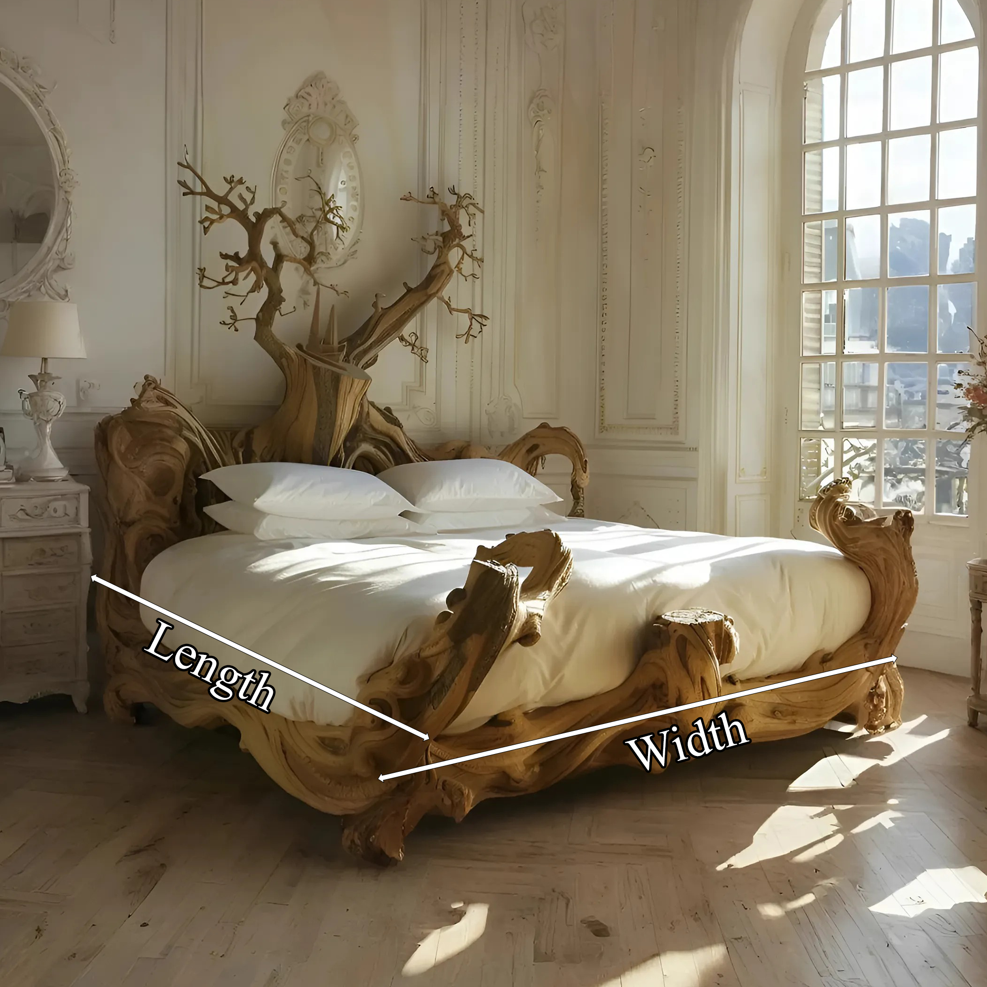 Rustic Bed Frame Solid Wood Furniture Handmade Decor Bed Room SINLWB005