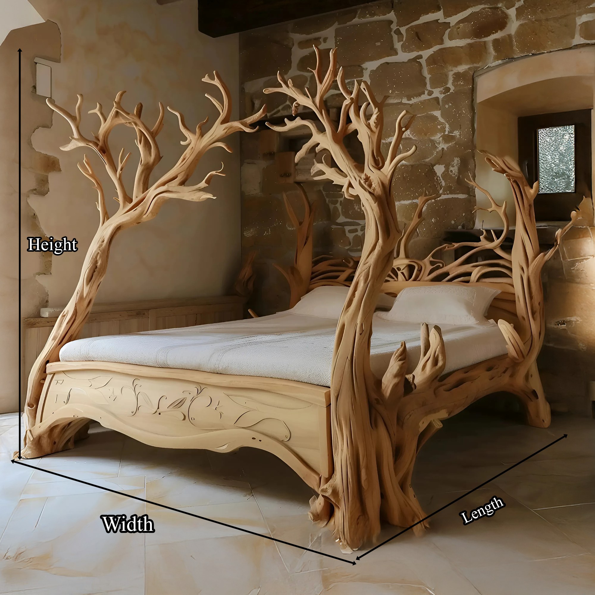 Rustic Bed Frame Queen Reclaimed Wood Furniture Handmade Decor Bedroom Her Gift SINLWB007