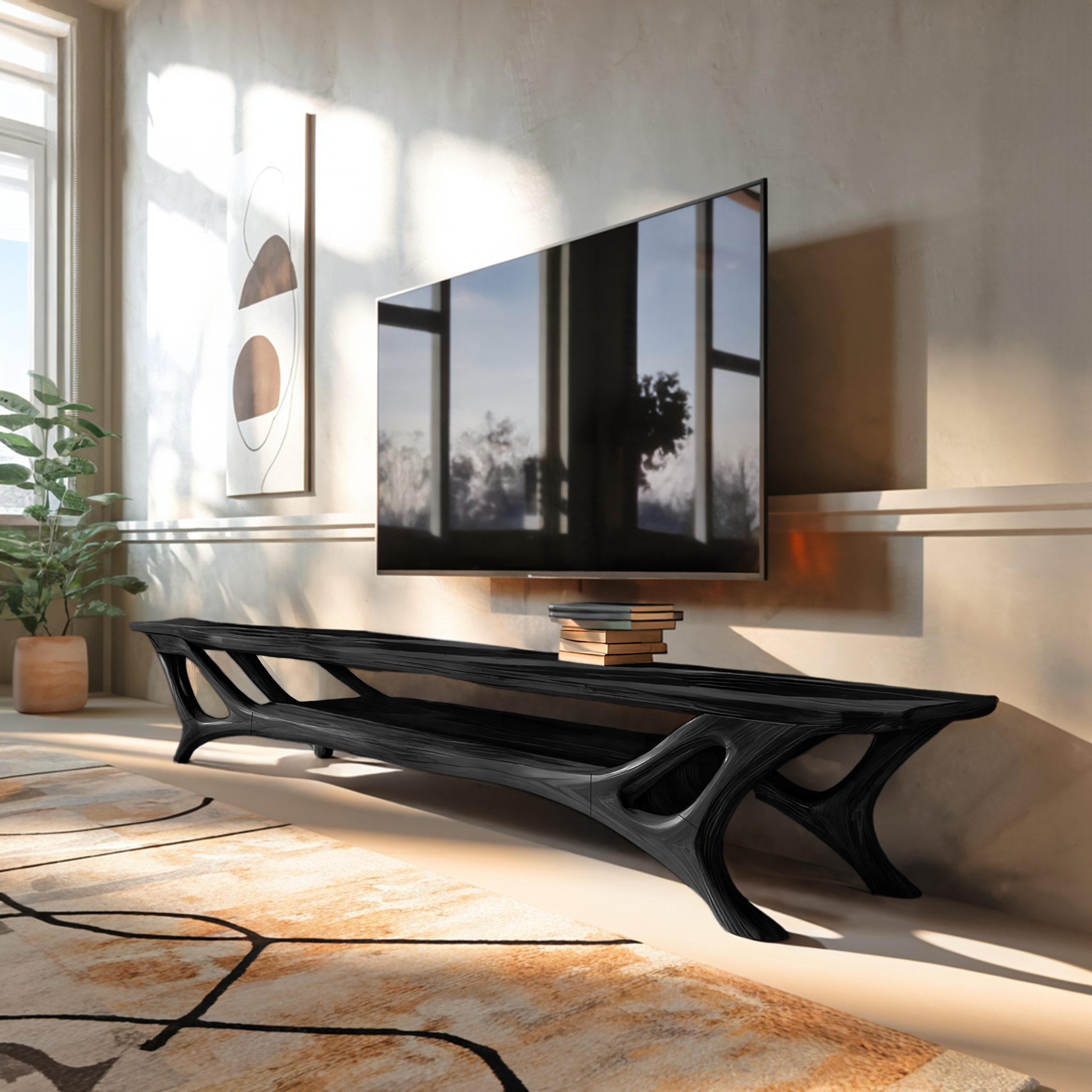 Curved TV Stand For Contemporary Living Room Furniture RTTHTTTVC056