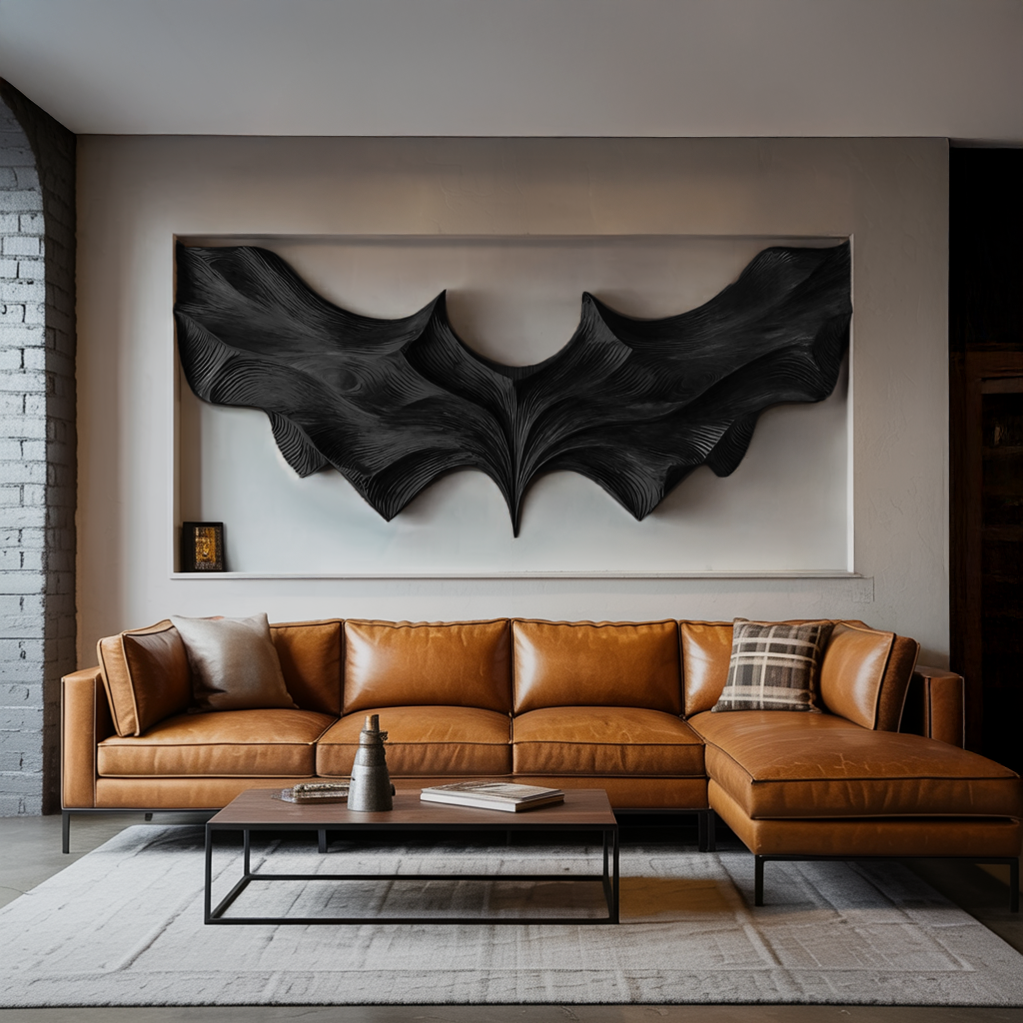 Contemporary Sculptural Wood Bat Wall Art For Living Room RTTHTTWA077