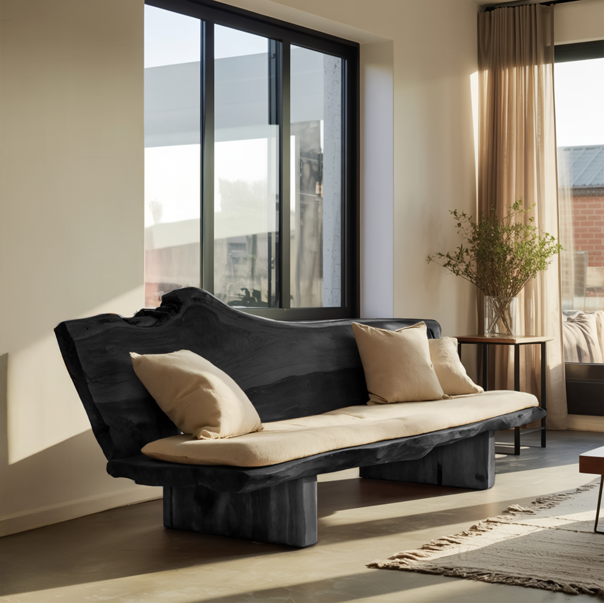 Organic Wood Sofa With Natural Edge Design For Home Decoration SITHTTSF026