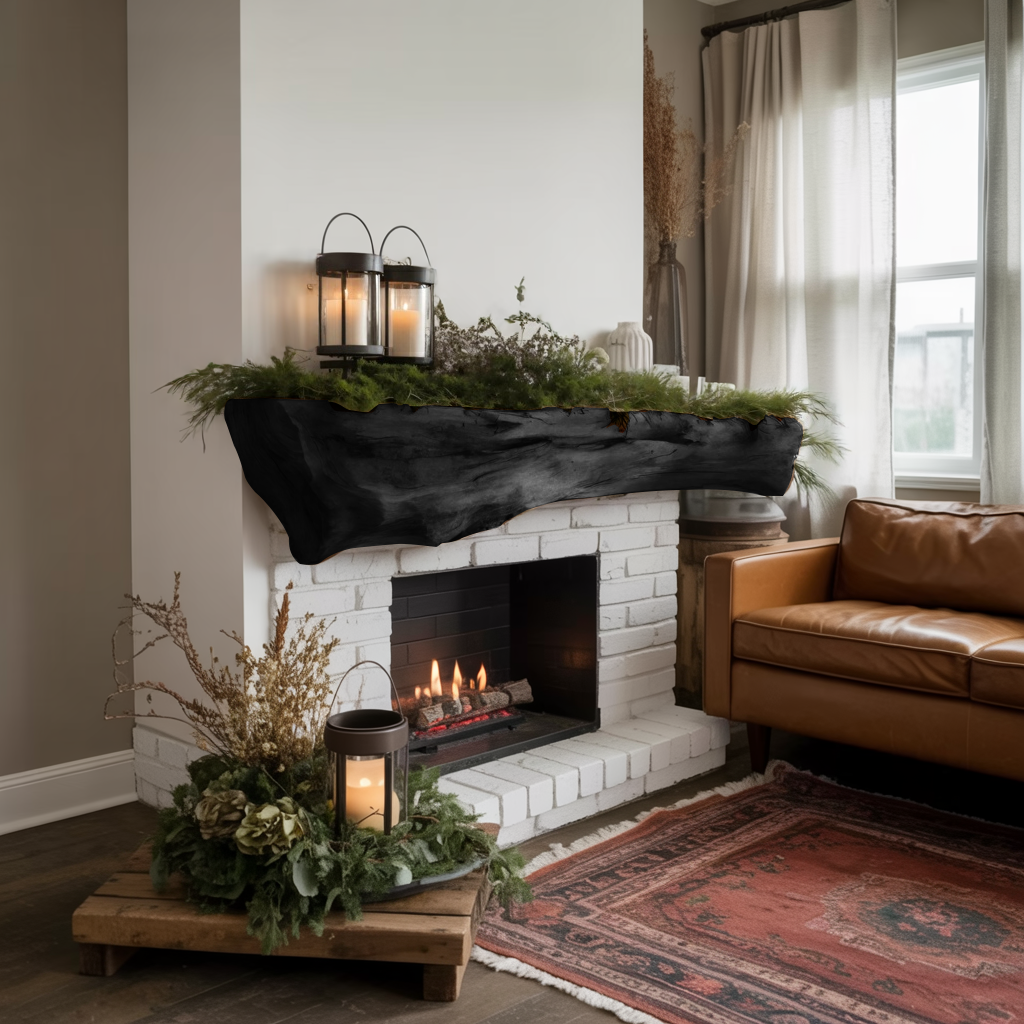 Rustic Fireplace Mantel With Solid Beam For Living Room SITHTTFS010