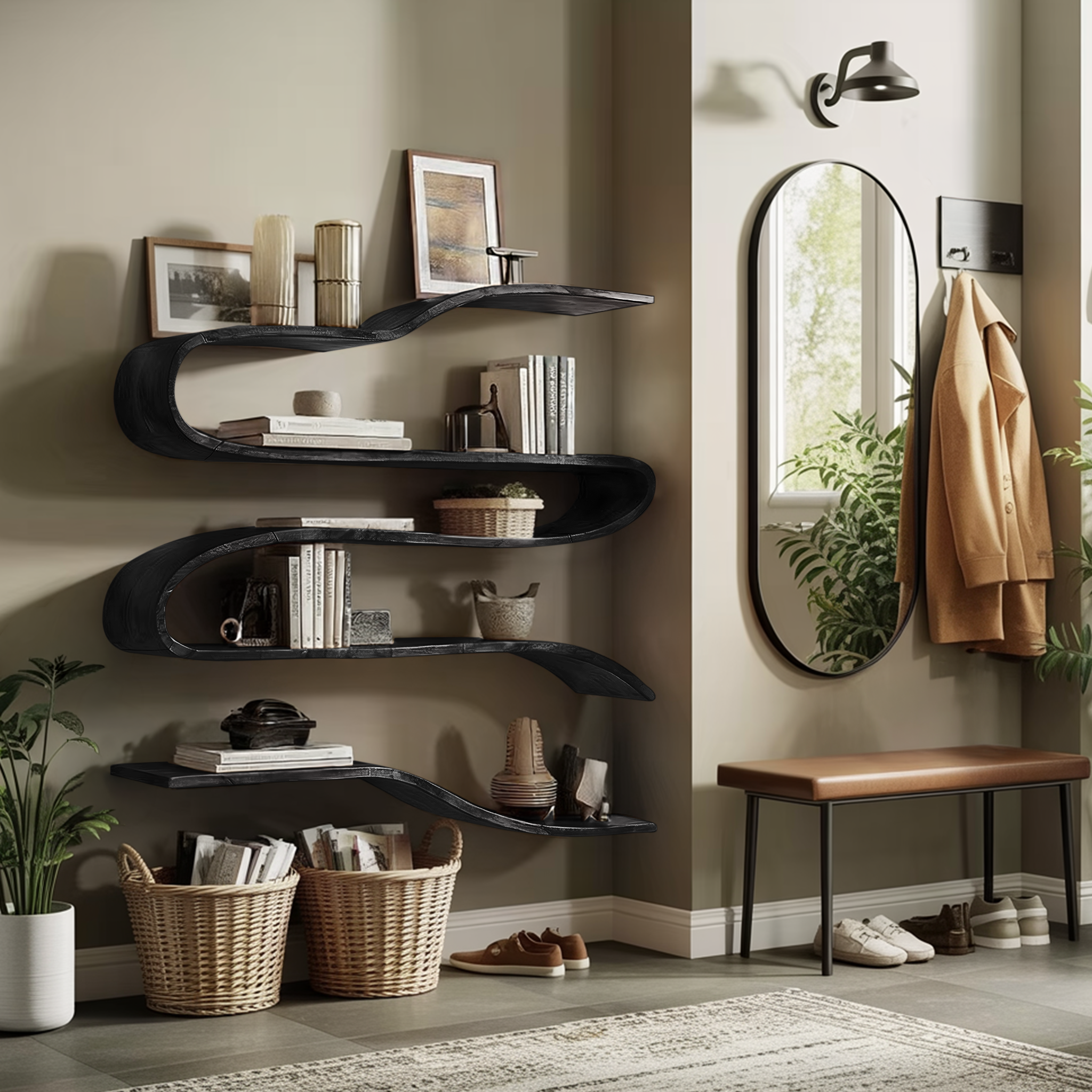 Industrial Natural Wood Kitchen Floating Shelf For Pantry Storage SILDTTRWMS016